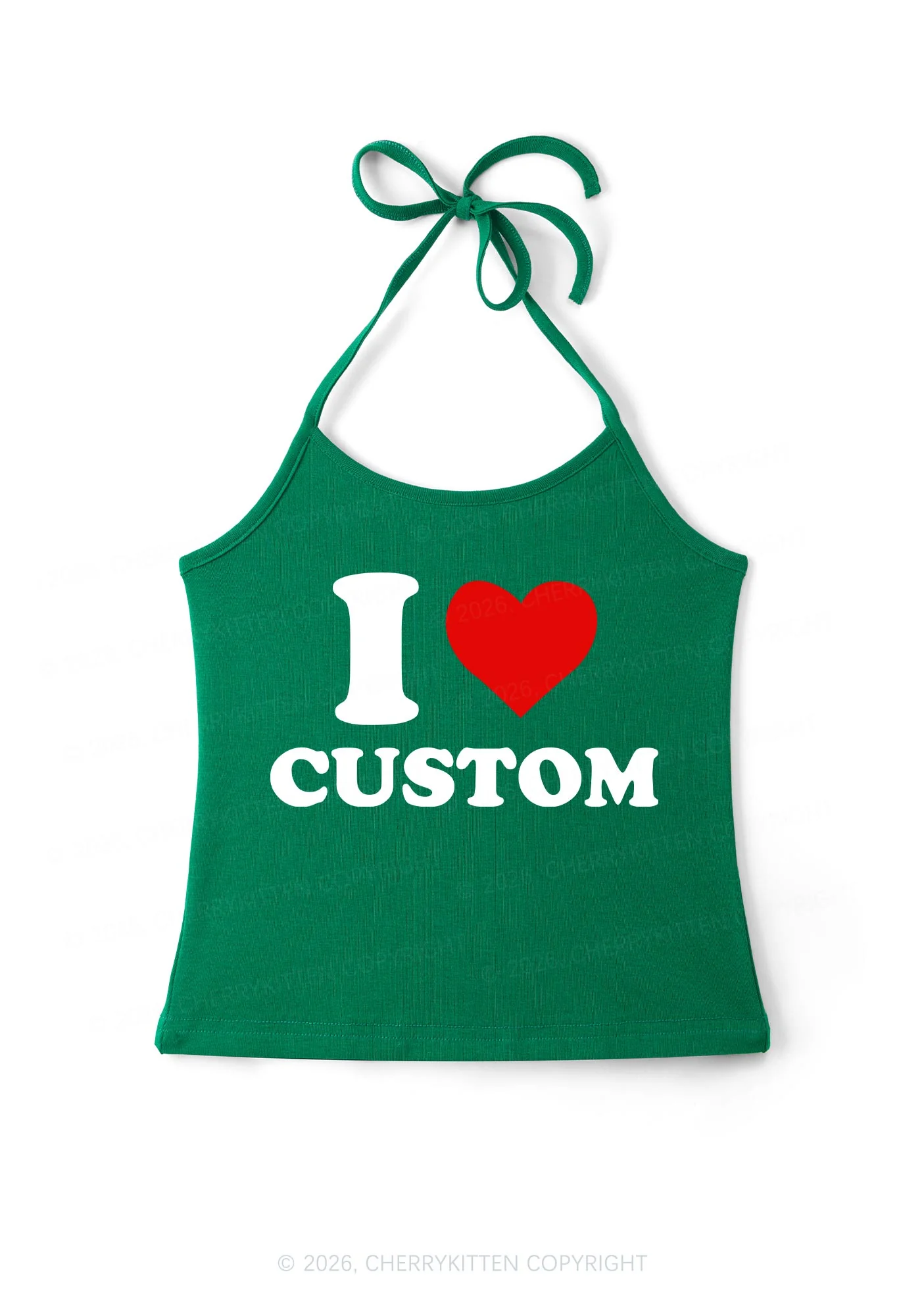 I Love Custom Valentine's Day Y2K Halter Neck Cami Cherrykitten - Image 8