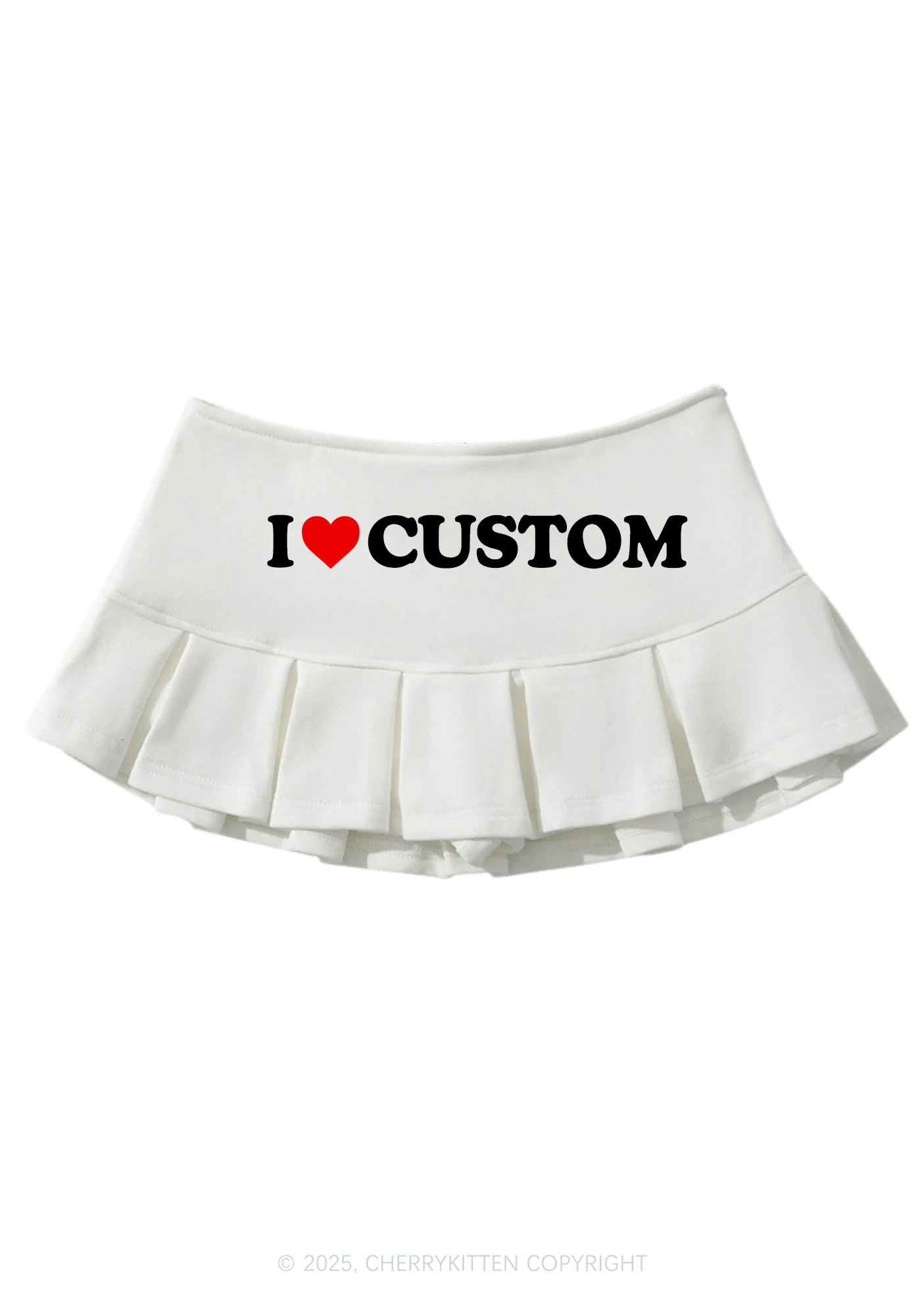 I Love Custom Valentine's Day Y2K Mini Pleated Skirts Cherrykitten - Image 2