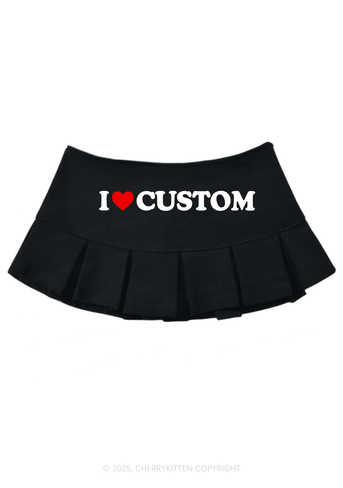 I Love Custom Valentine's Day Y2K Mini Pleated Skirts Cherrykitten - Image 3