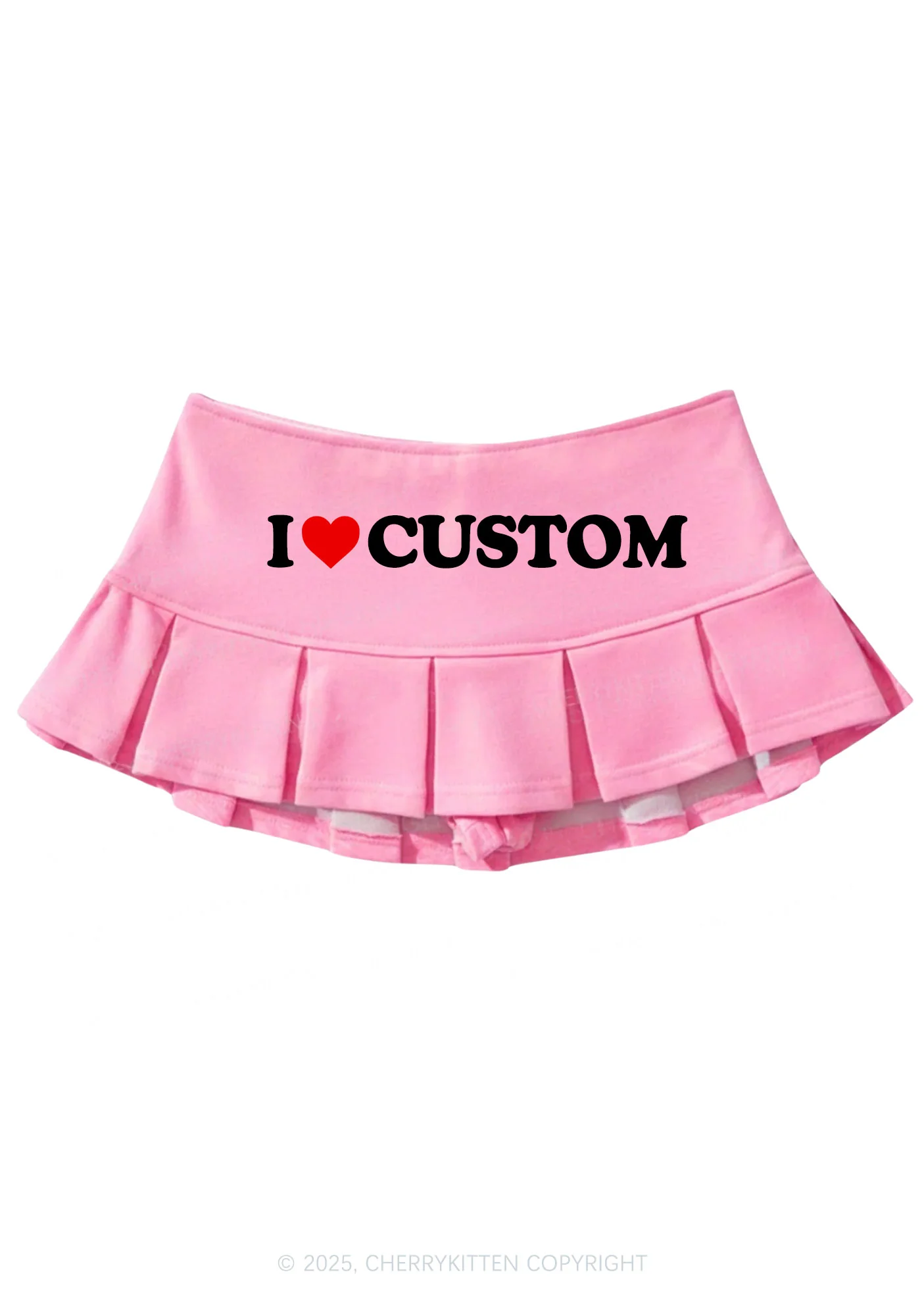 I Love Custom Valentine's Day Y2K Mini Pleated Skirts Cherrykitten - Image 4
