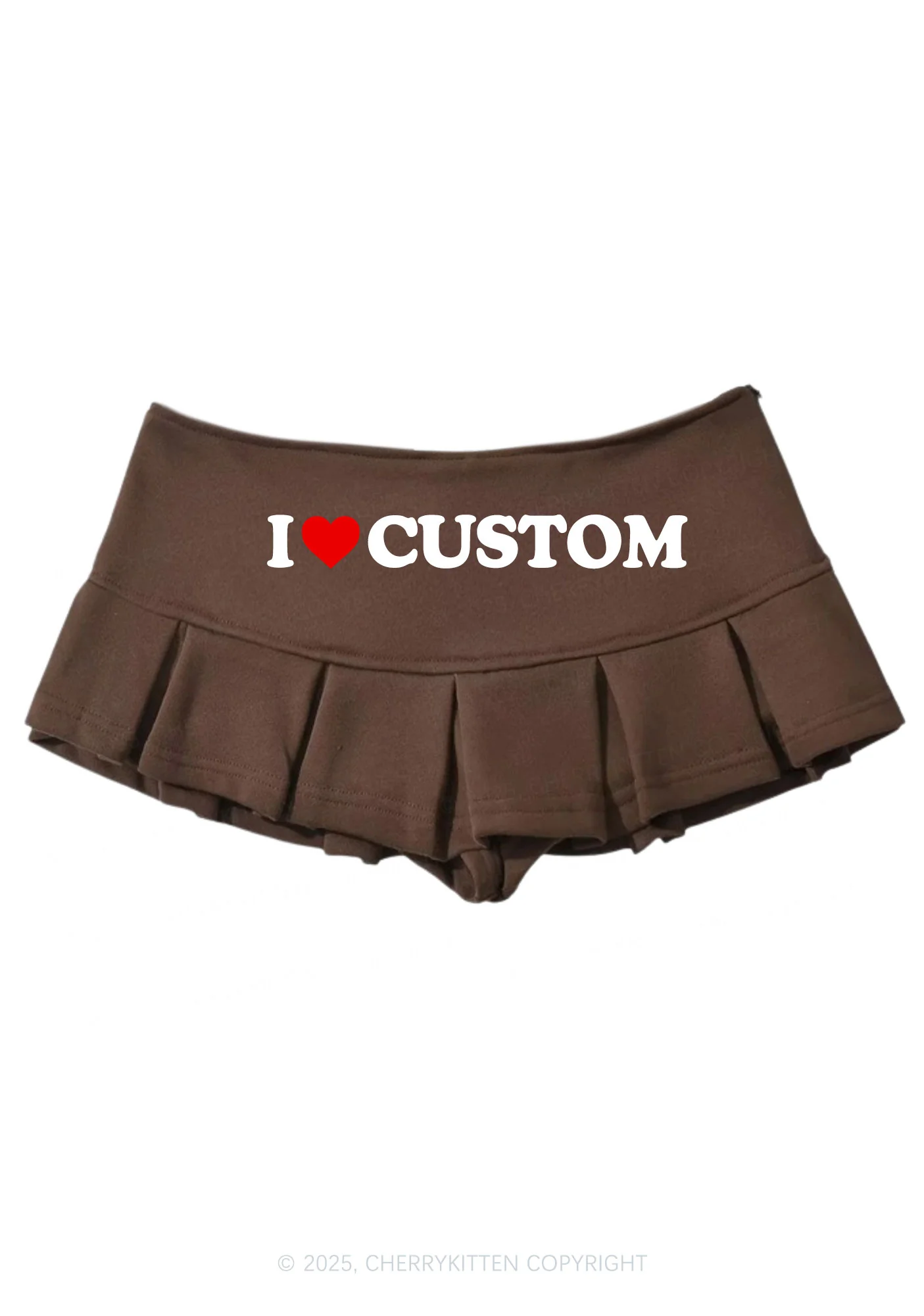 I Love Custom Valentine's Day Y2K Mini Pleated Skirts Cherrykitten - Image 5