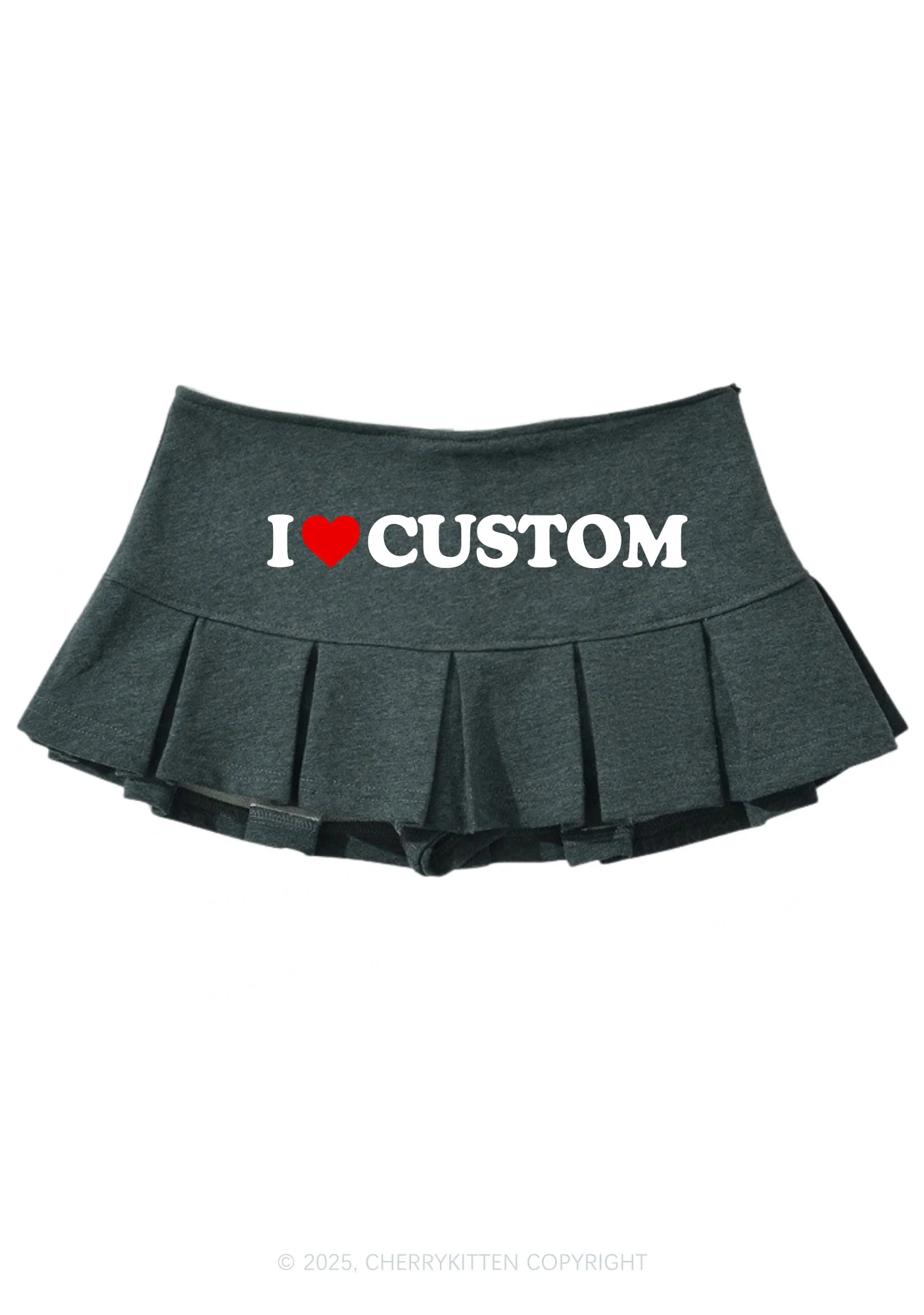 I Love Custom Valentine's Day Y2K Mini Pleated Skirts Cherrykitten - Image 6