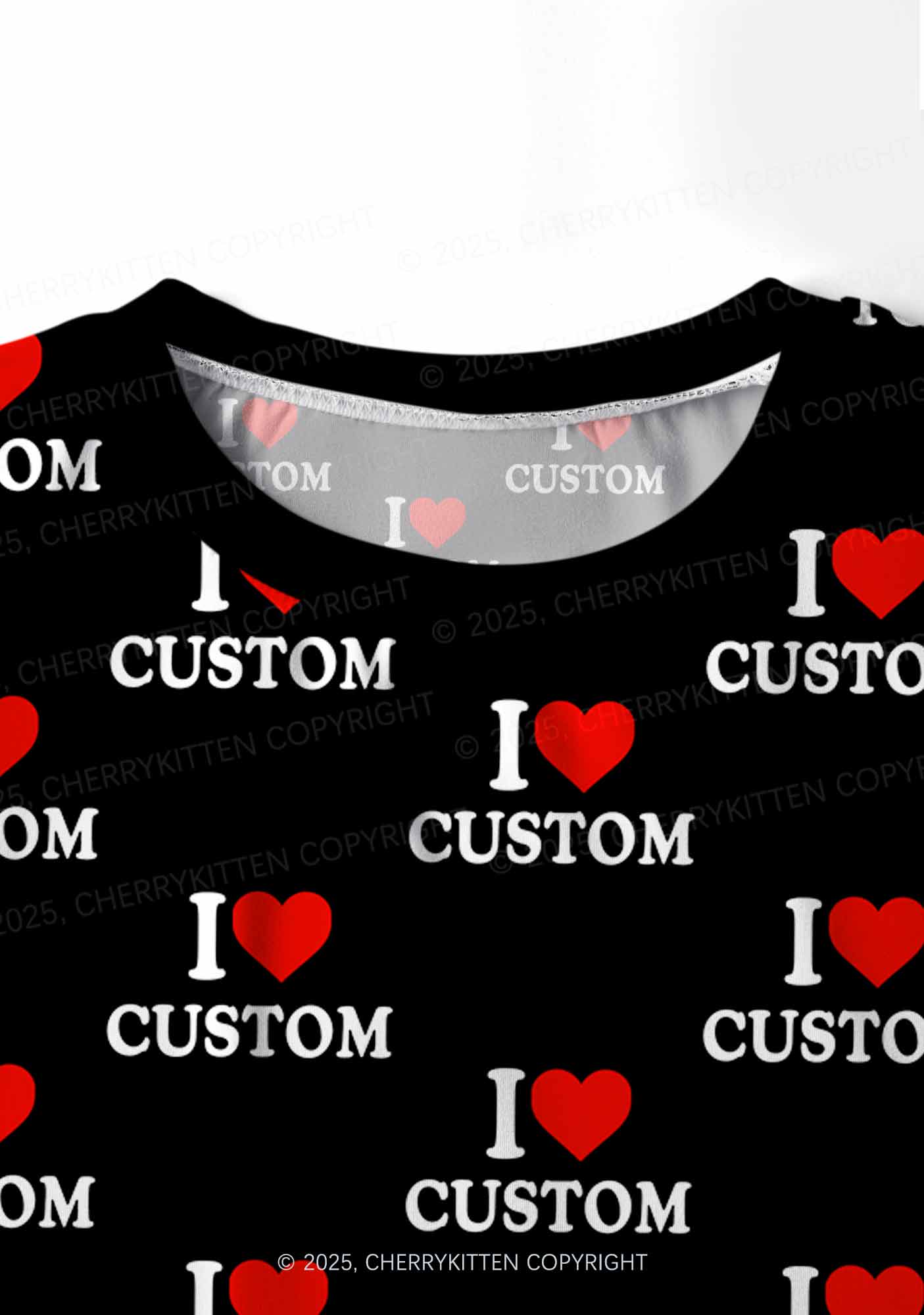 I Love Custom Valentine's Day Y2K Print Long Sleeve Pajama Set Cherrykitten - Image 5