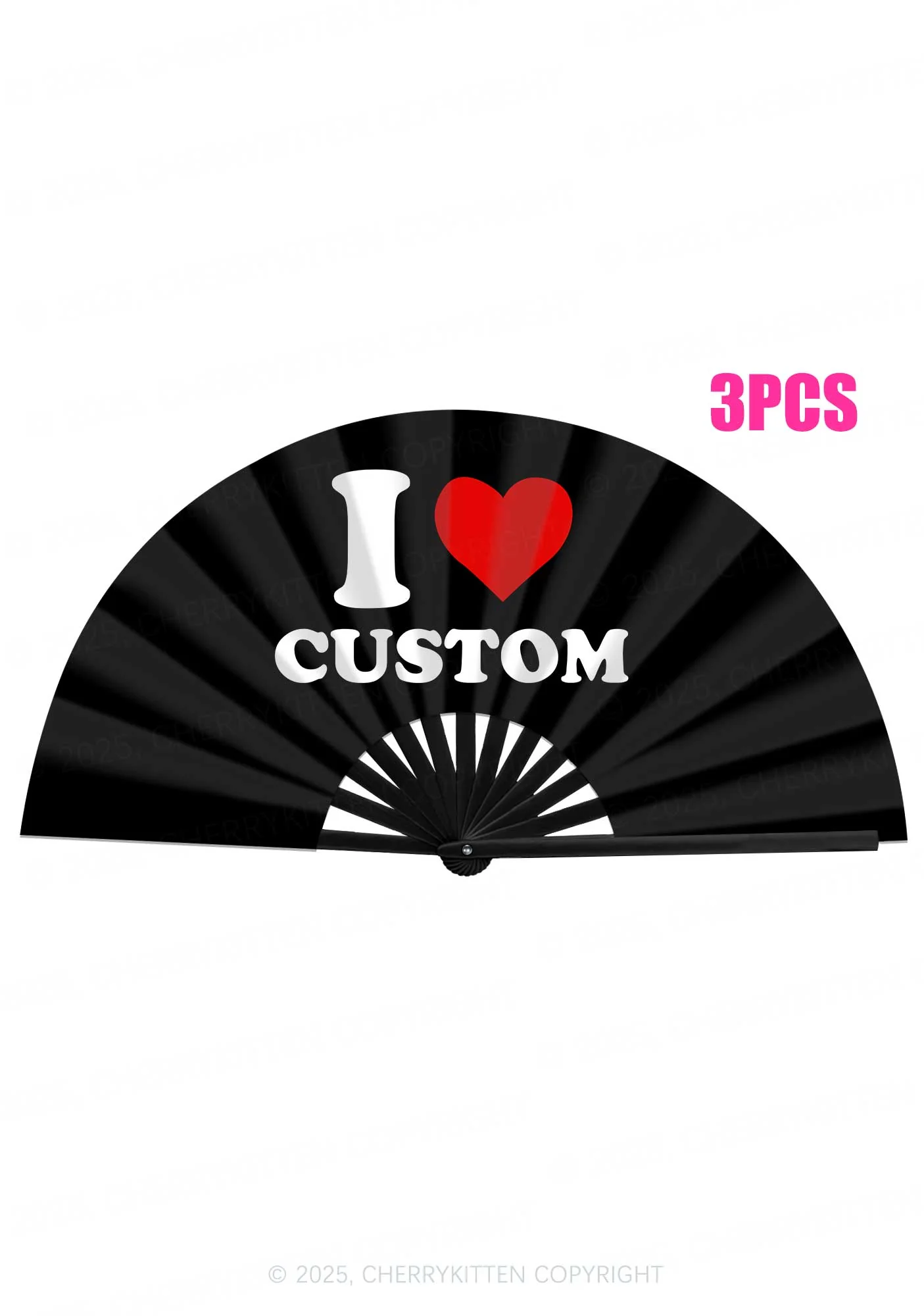 I Love Custom Valentine's Day Y2K Rave Hand Fan Cherrykitten - Image 3