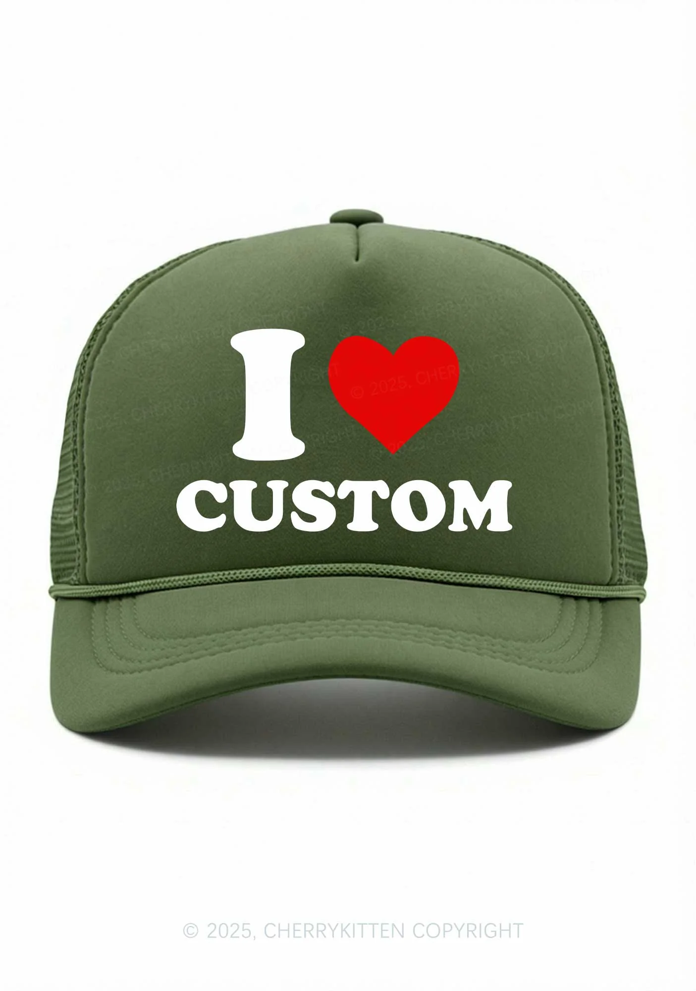 I Love Custom Valentine's Day Y2K Trucker Hat Cherrykitten - Image 11