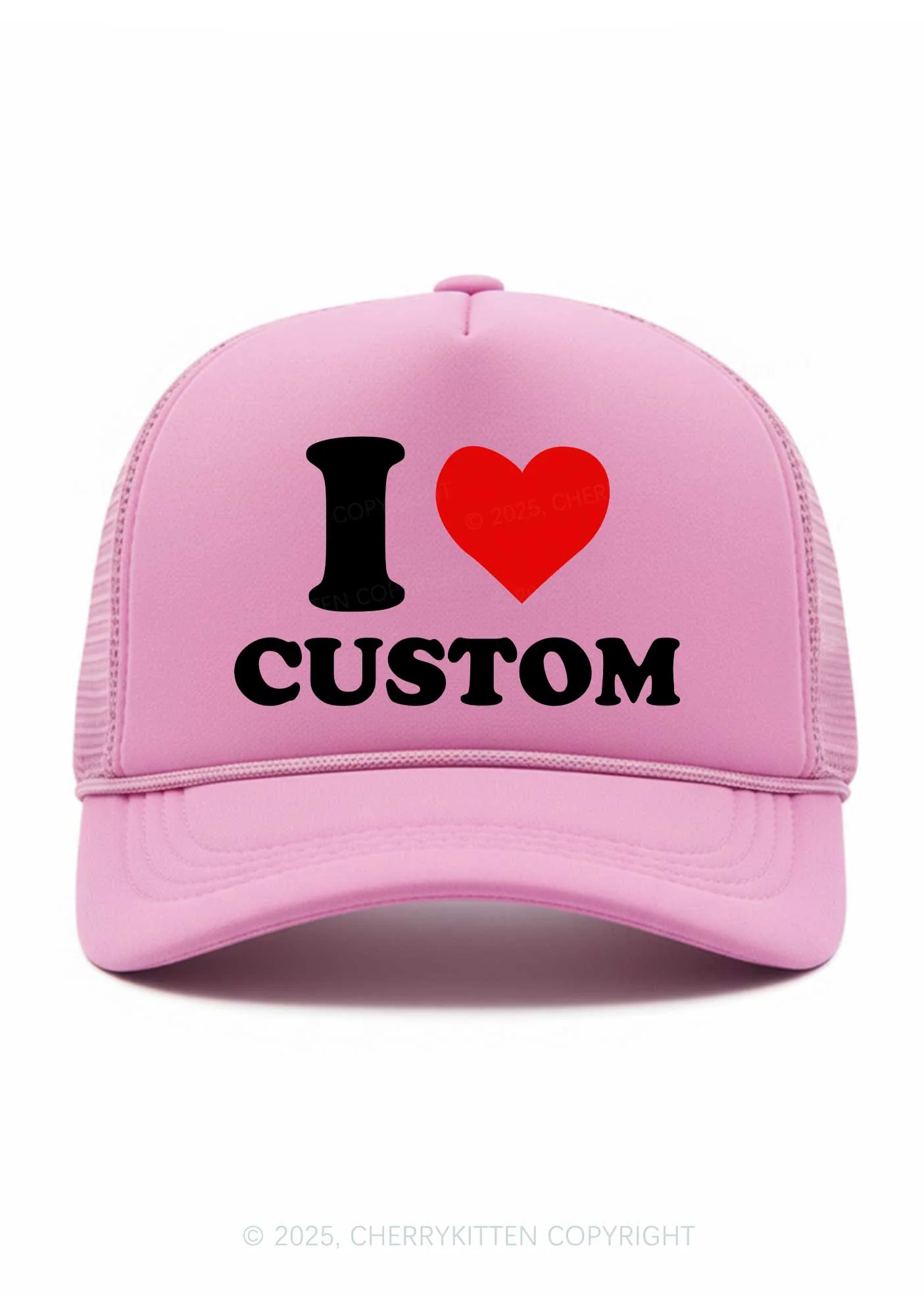 I Love Custom Valentine's Day Y2K Trucker Hat Cherrykitten - Image 2