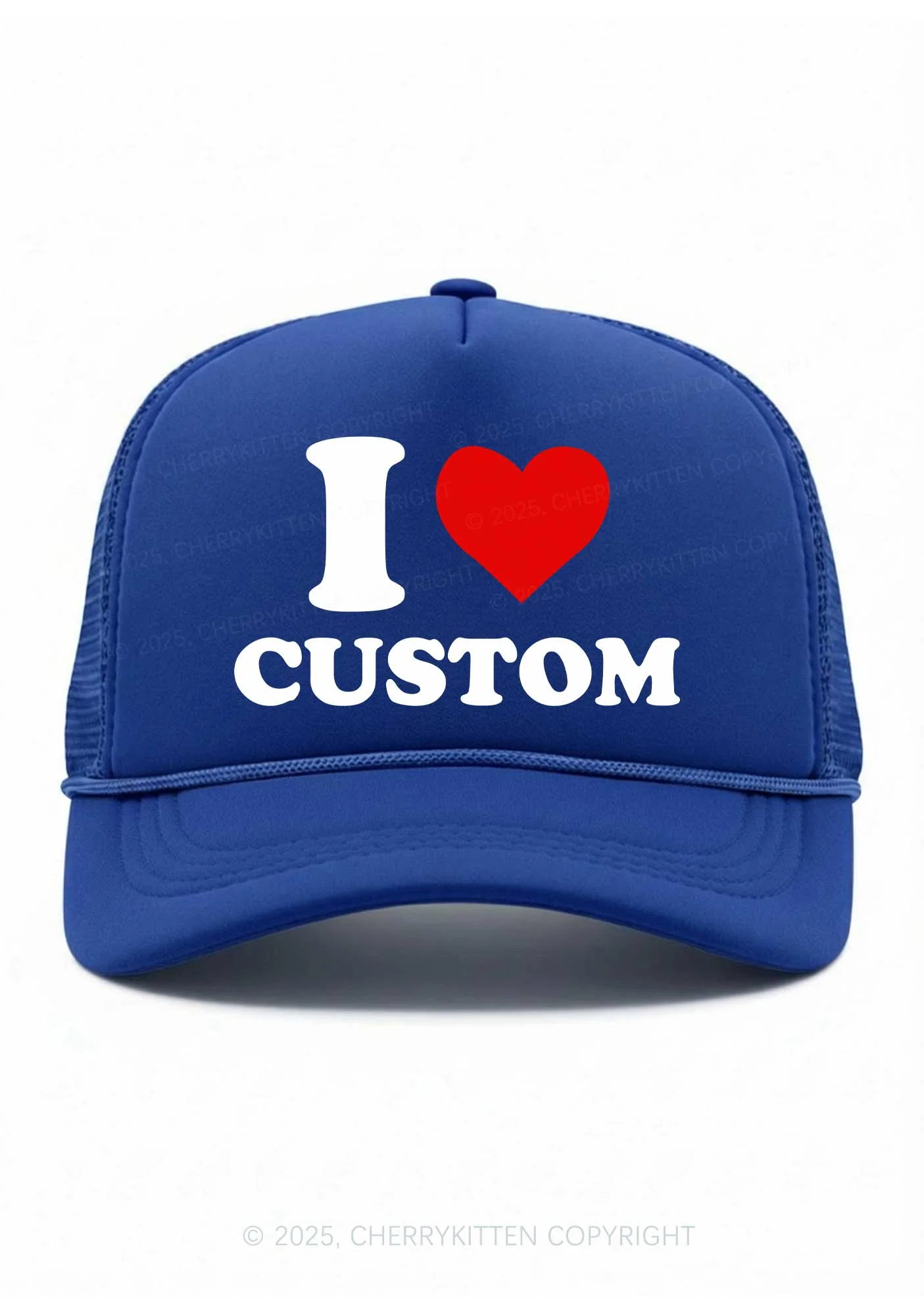 I Love Custom Valentine's Day Y2K Trucker Hat Cherrykitten - Image 3