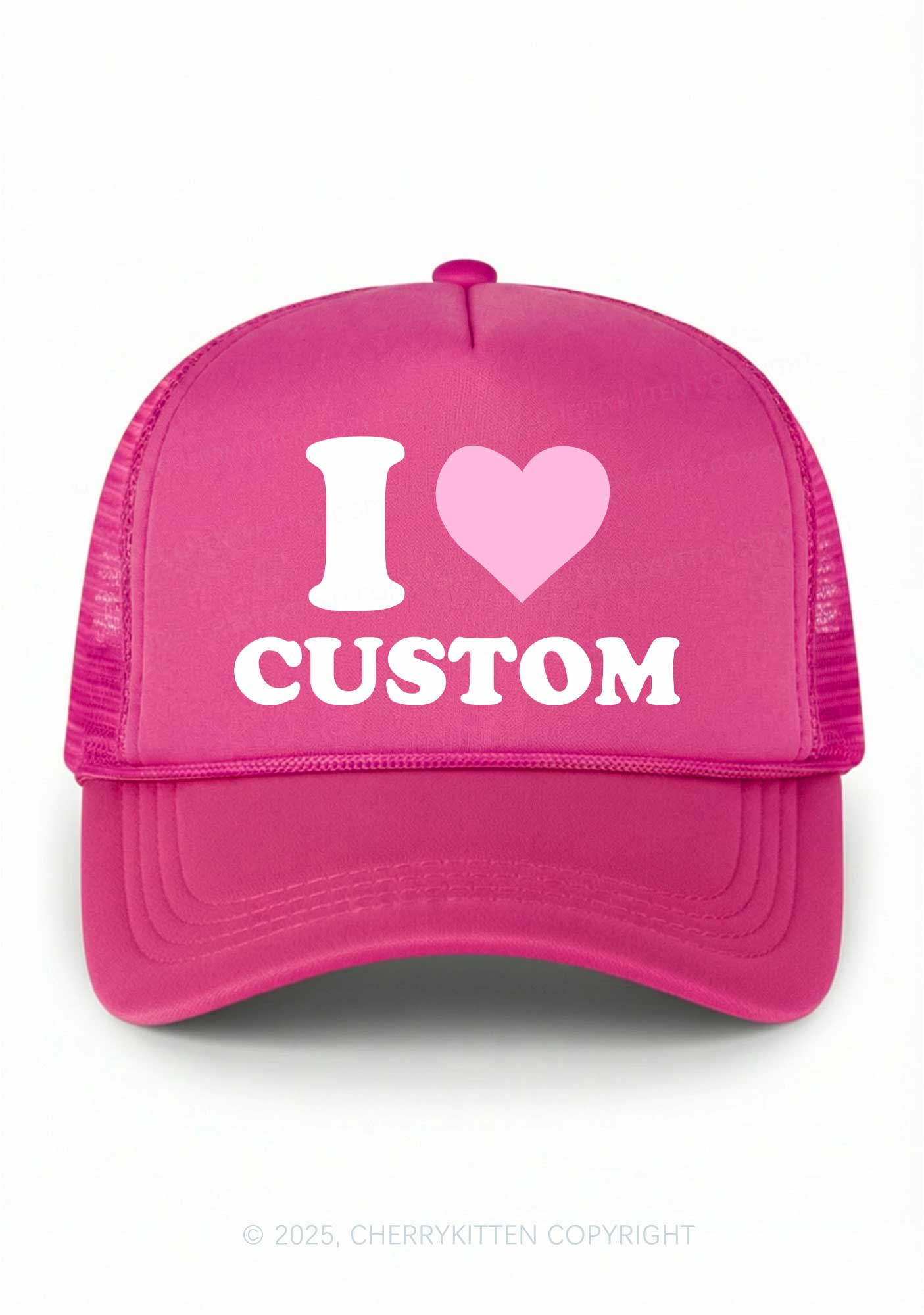 I Love Custom Valentine's Day Y2K Trucker Hat Cherrykitten - Image 5