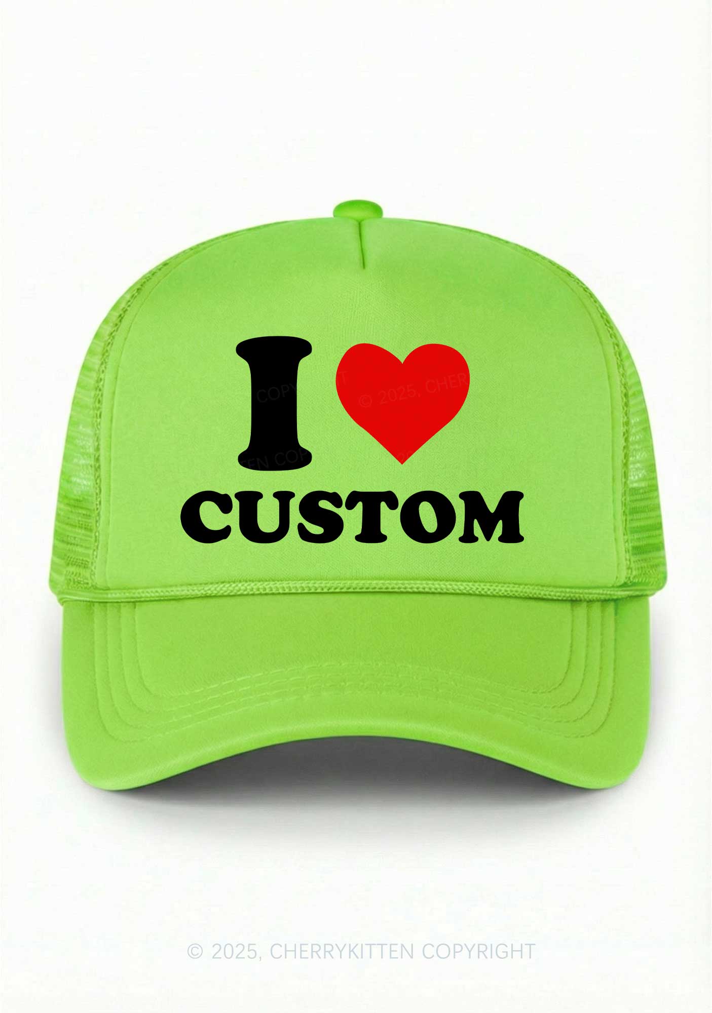 I Love Custom Valentine's Day Y2K Trucker Hat Cherrykitten - Image 6