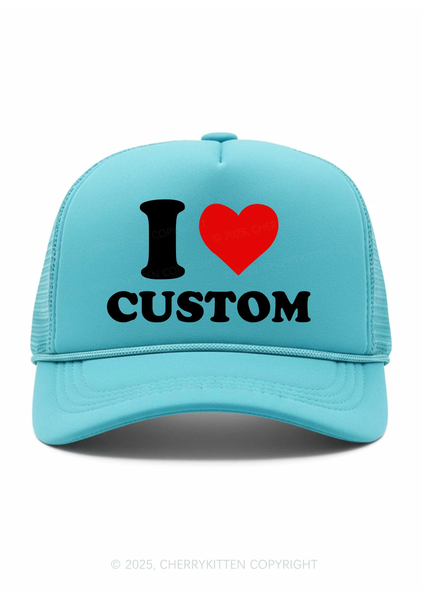 I Love Custom Valentine's Day Y2K Trucker Hat Cherrykitten - Image 8