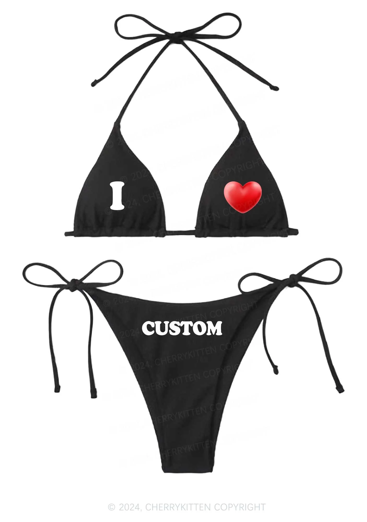I Love Custom Y2K Halter Triangle Bikini Set Cherrykitten - Image 2