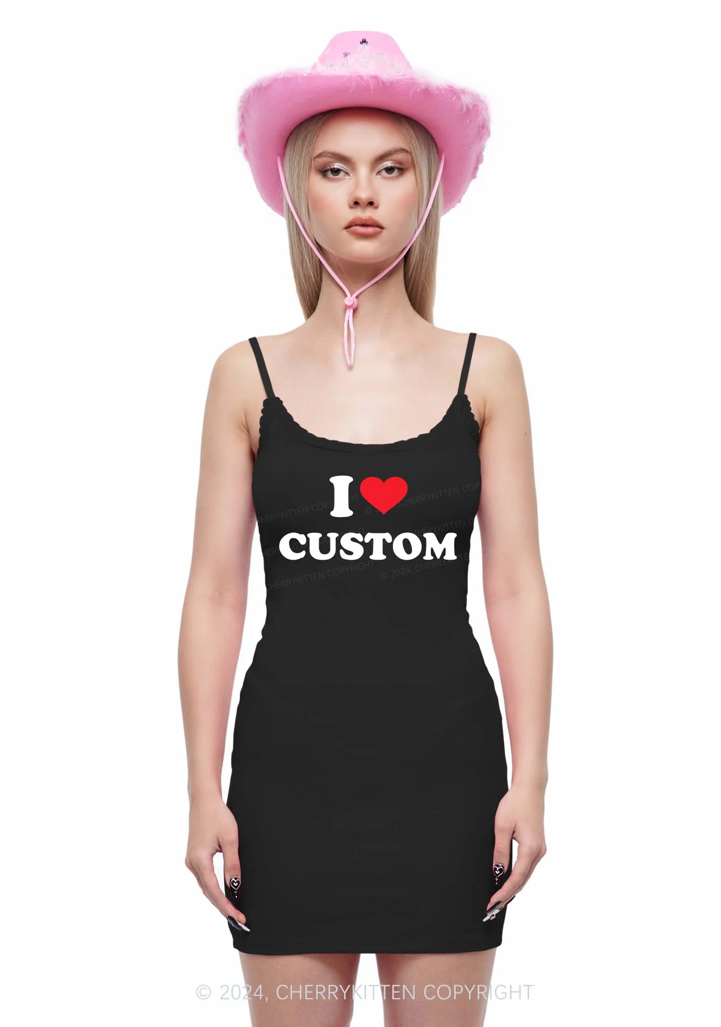 I Love Custom Y2K Lace Slip Dress Cherrykitten - Image 2