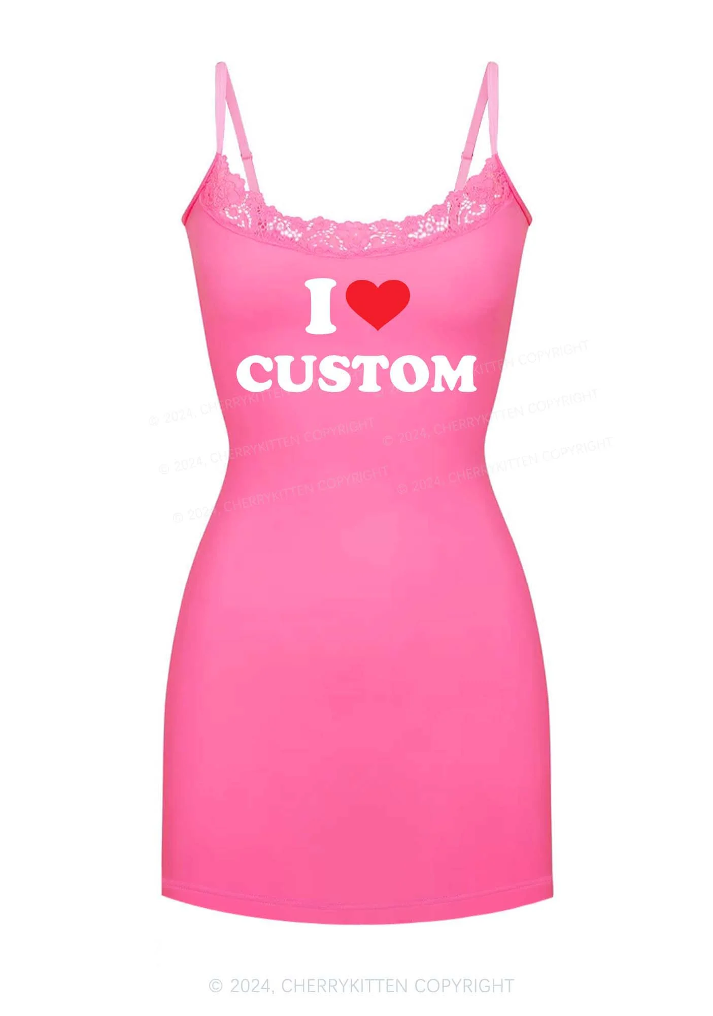 I Love Custom Y2K Lace Slip Dress Cherrykitten - Image 3