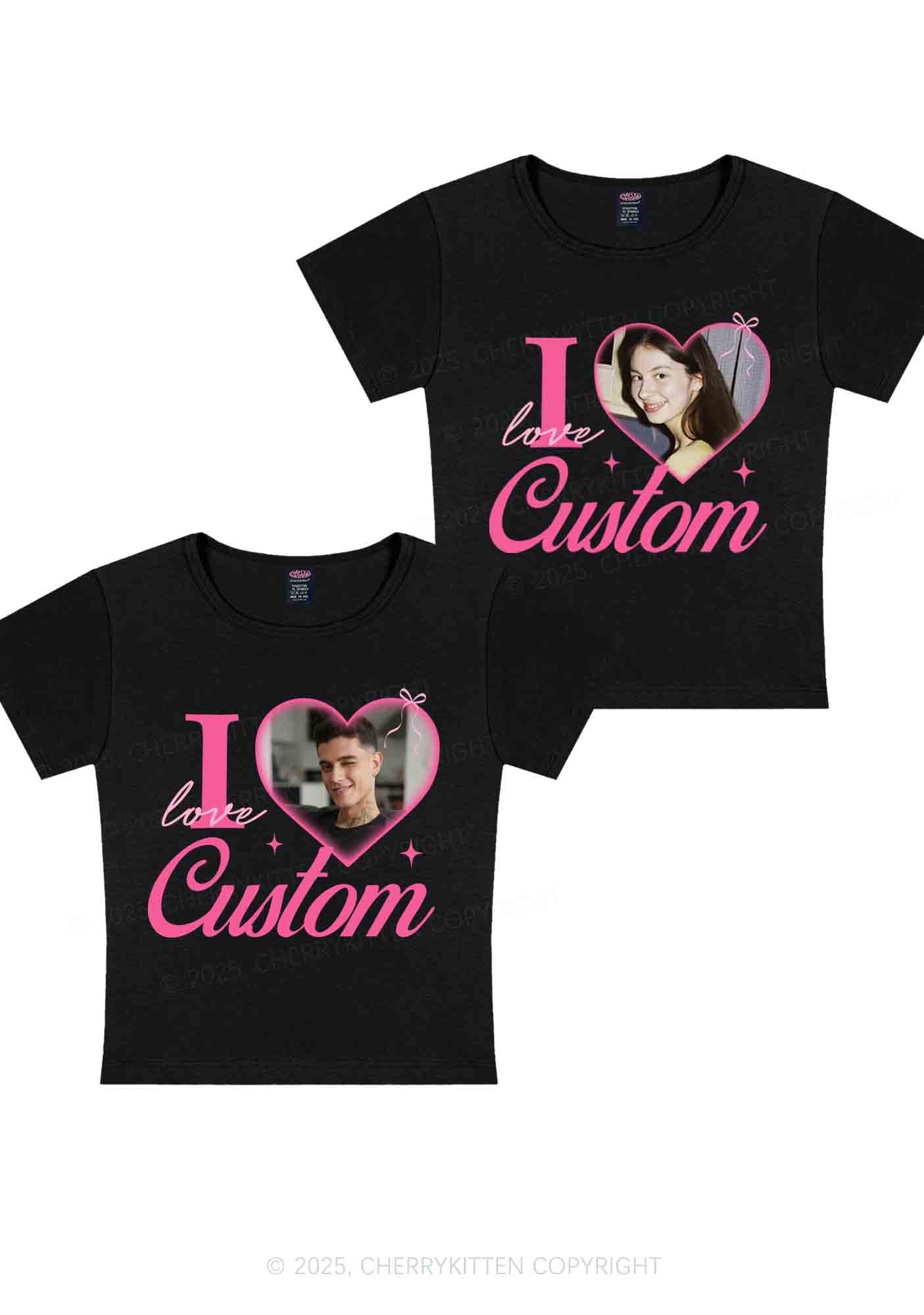 I Love Custom Y2K Valentine's Day Baby Tee Cherrykitten - Image 4