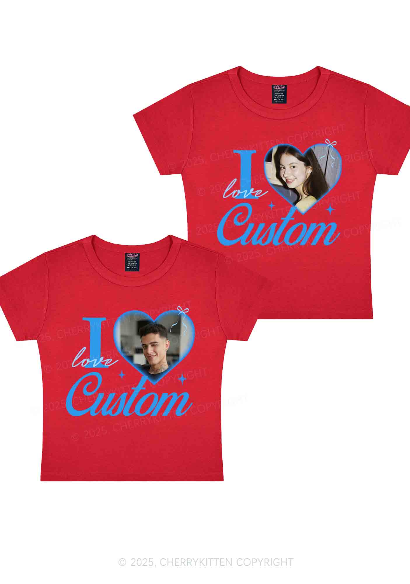 I Love Custom Y2K Valentine's Day Baby Tee Cherrykitten - Image 9