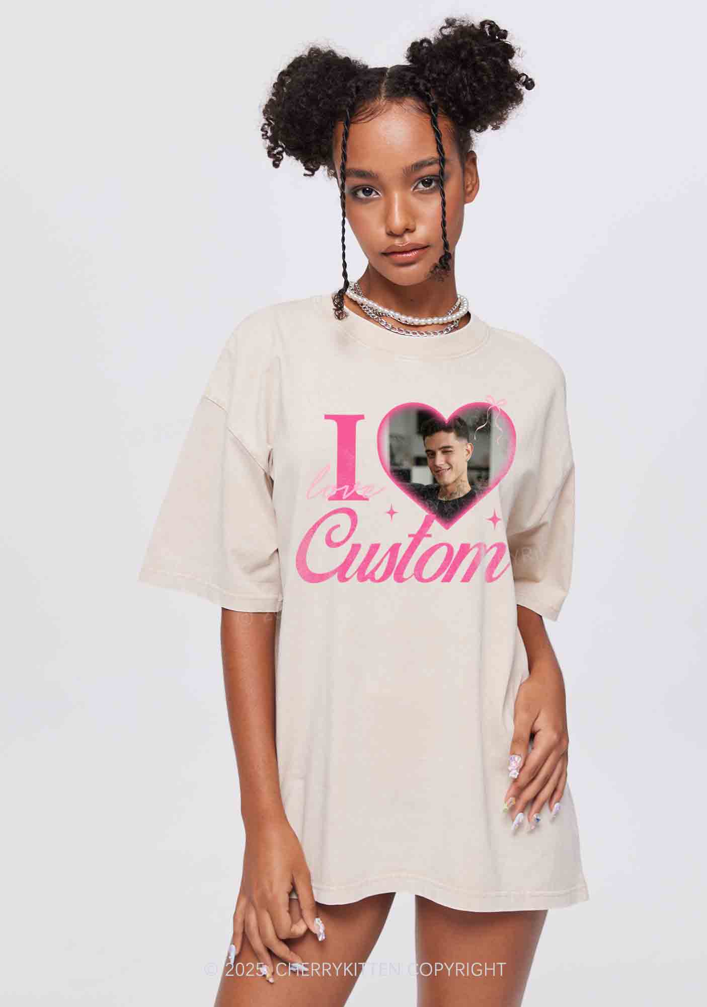 I Love Custom Y2K Valentine's Day Couple Shirt Cherrykitten - Image 2