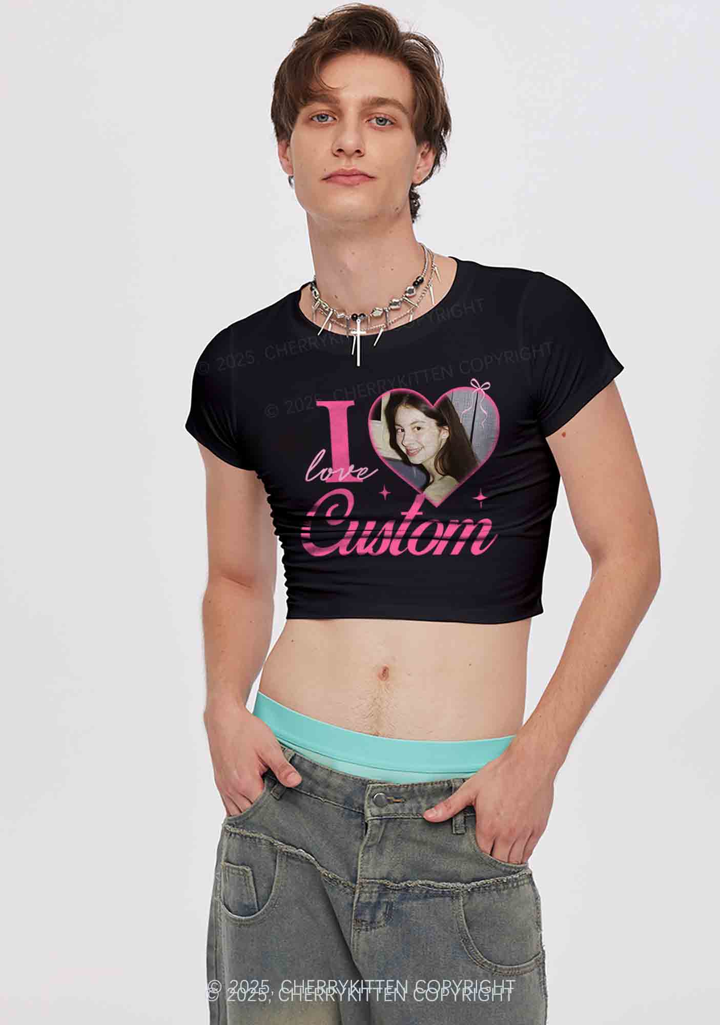 I Love Custom Y2K Valentine's Day Couple Shirt Cherrykitten - Image 3
