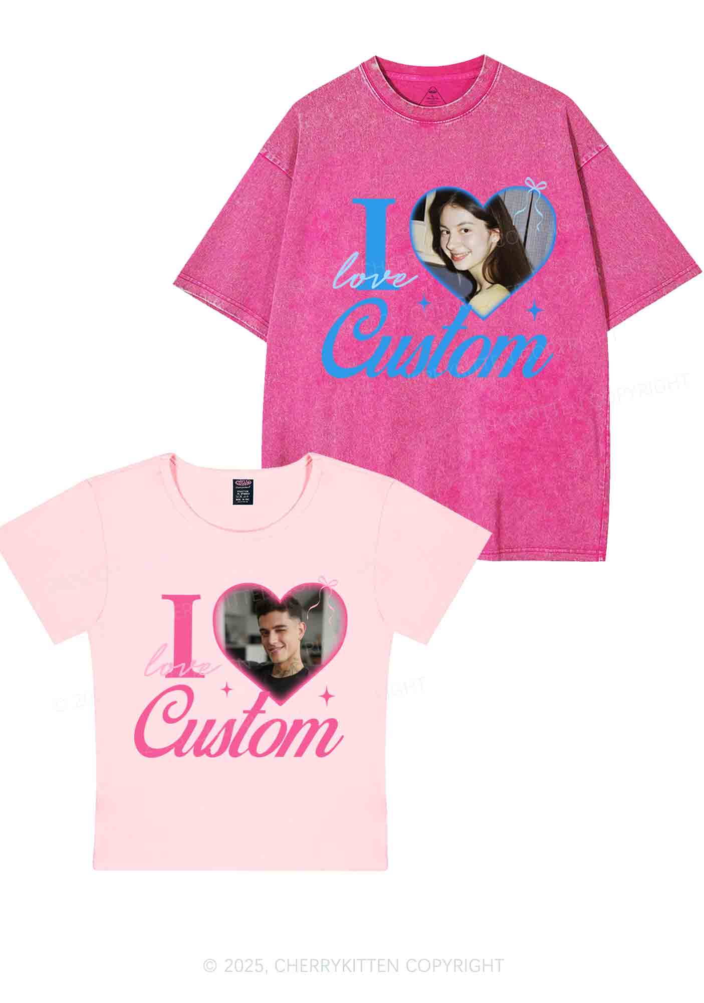 I Love Custom Y2K Valentine's Day Couple Shirt Cherrykitten - Image 4