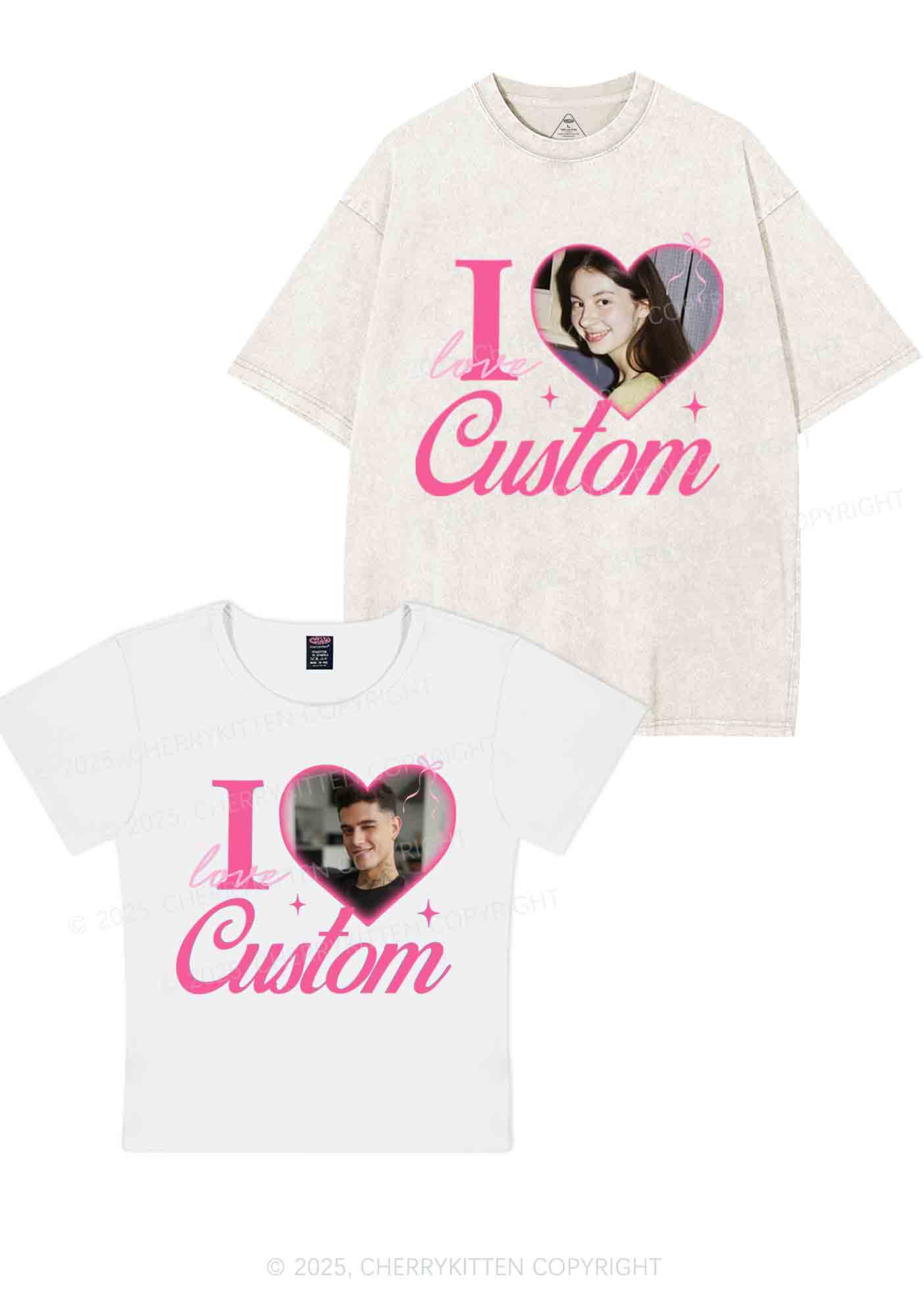 I Love Custom Y2K Valentine's Day Couple Shirt Cherrykitten - Image 5