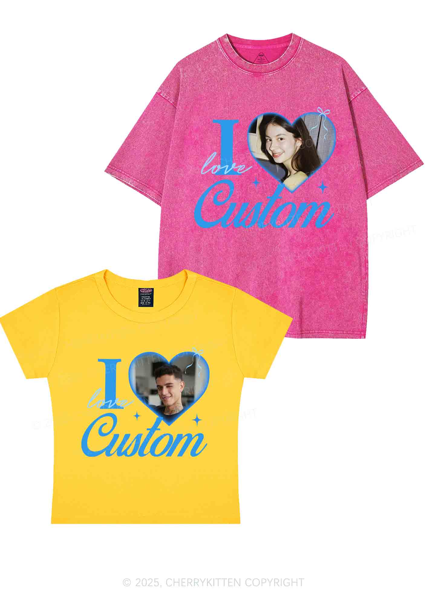 I Love Custom Y2K Valentine's Day Couple Shirt Cherrykitten - Image 8