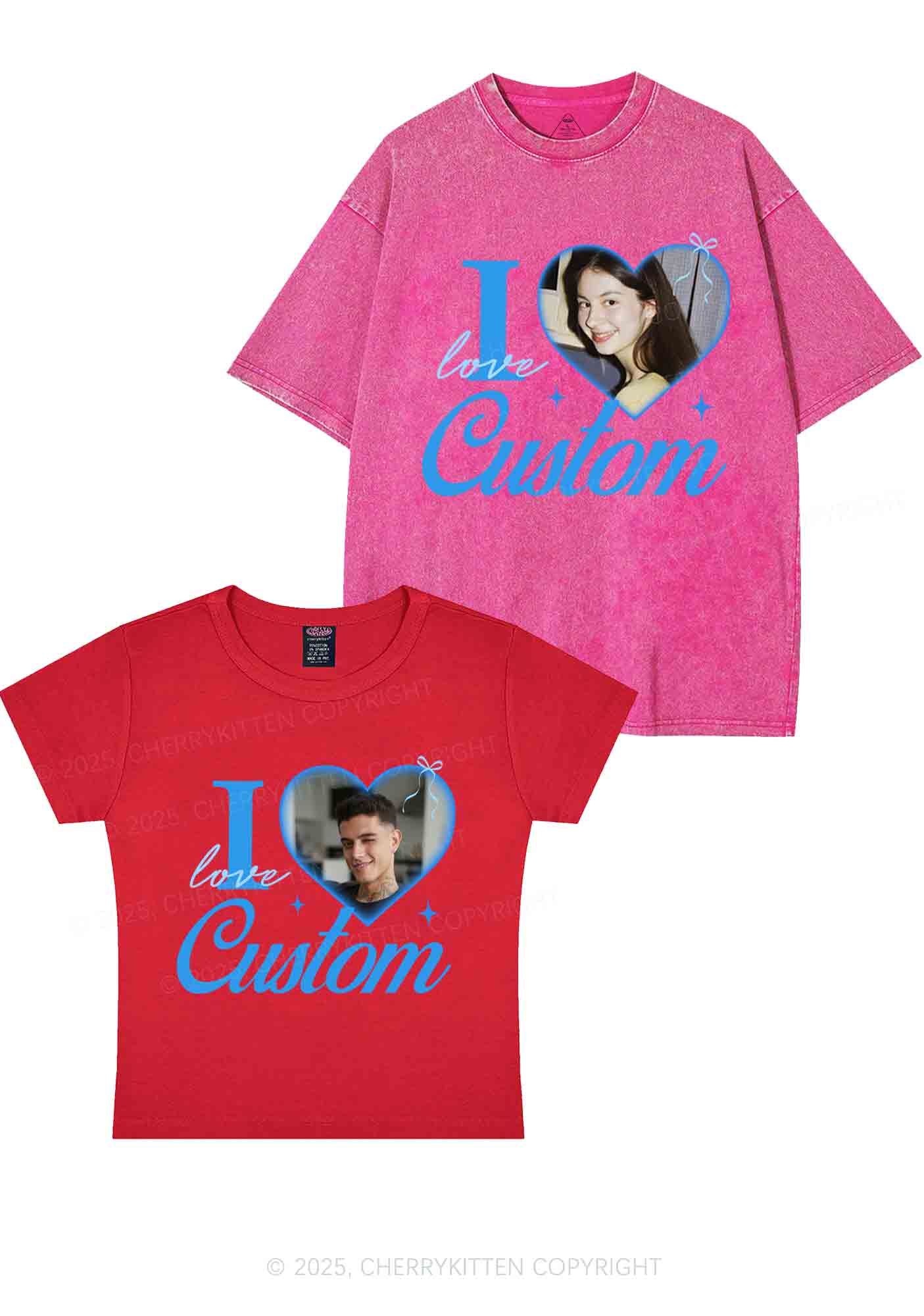 I Love Custom Y2K Valentine's Day Couple Shirt Cherrykitten - Image 9