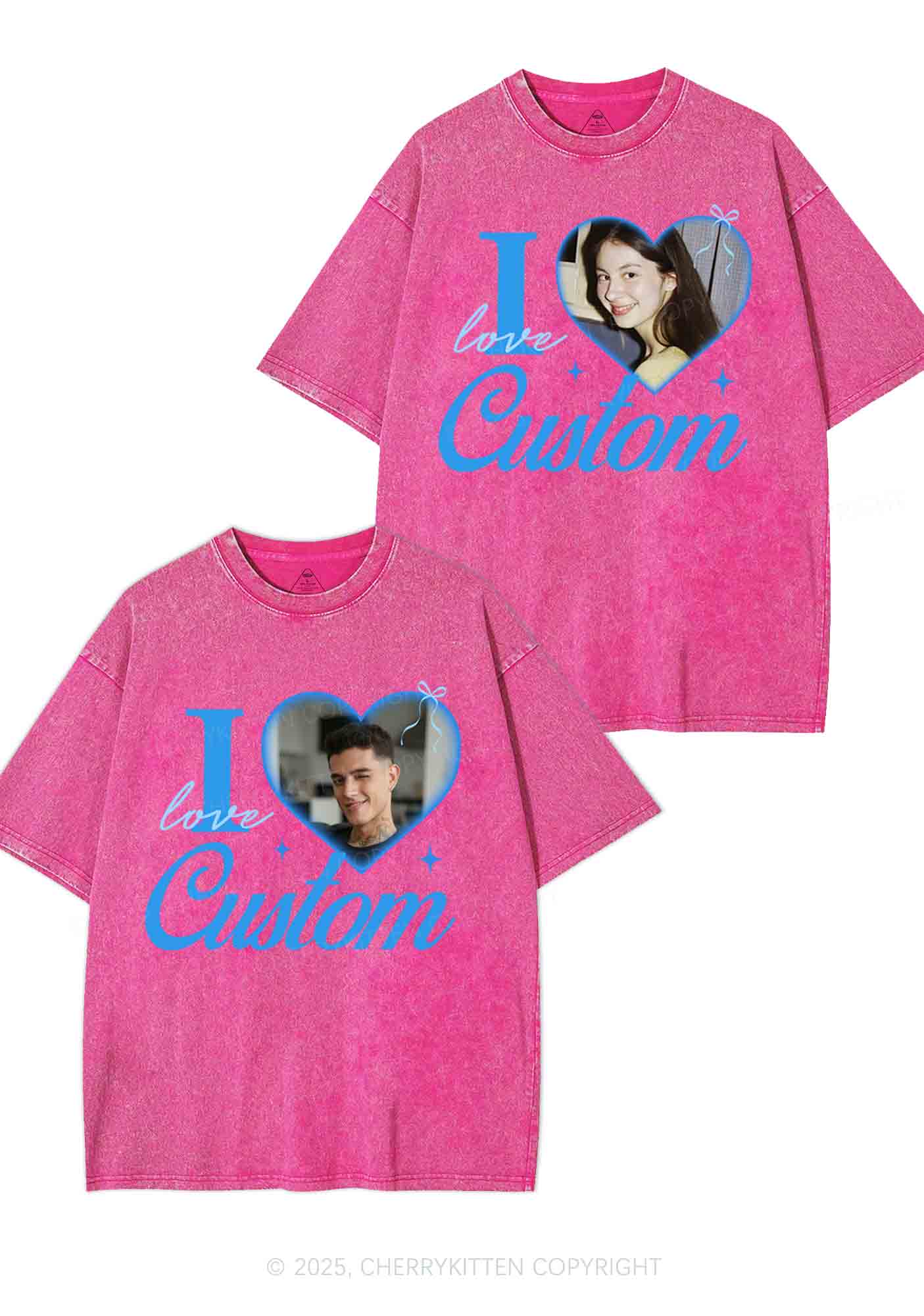 I Love Custom Y2K Valentine's Day Washed Tee Cherrykitten - Image 5