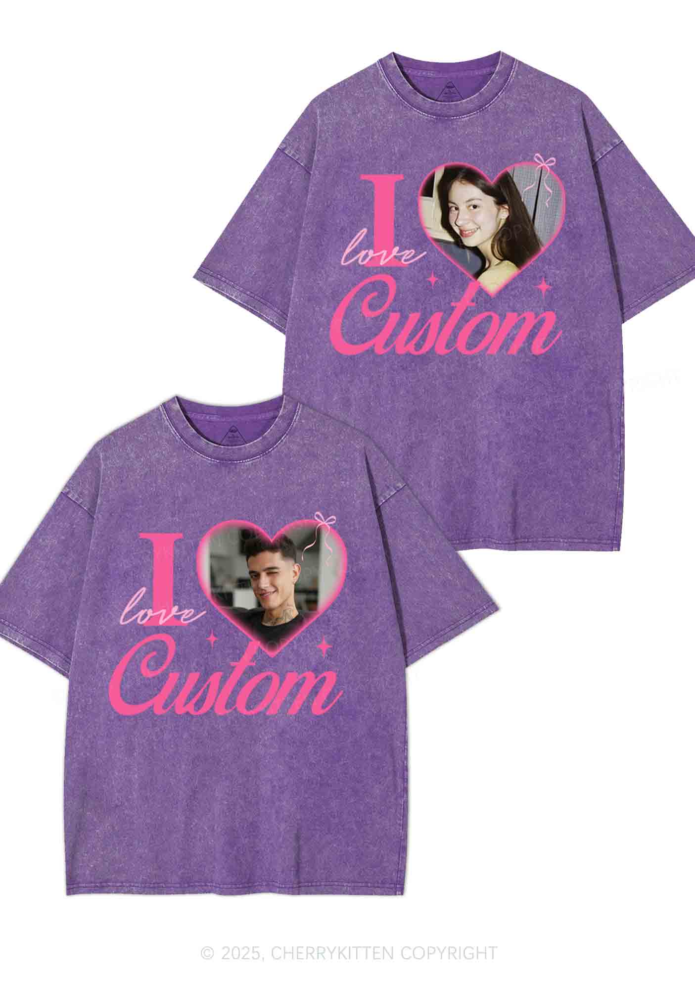 I Love Custom Y2K Valentine's Day Washed Tee Cherrykitten - Image 6