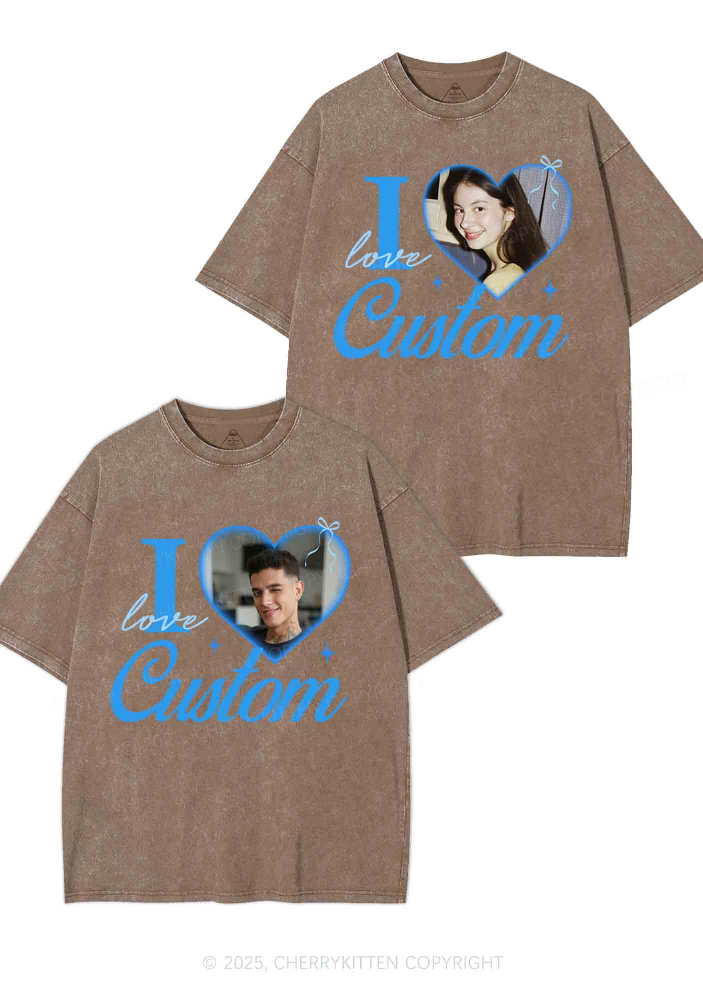 I Love Custom Y2K Valentine's Day Washed Tee Cherrykitten - Image 8