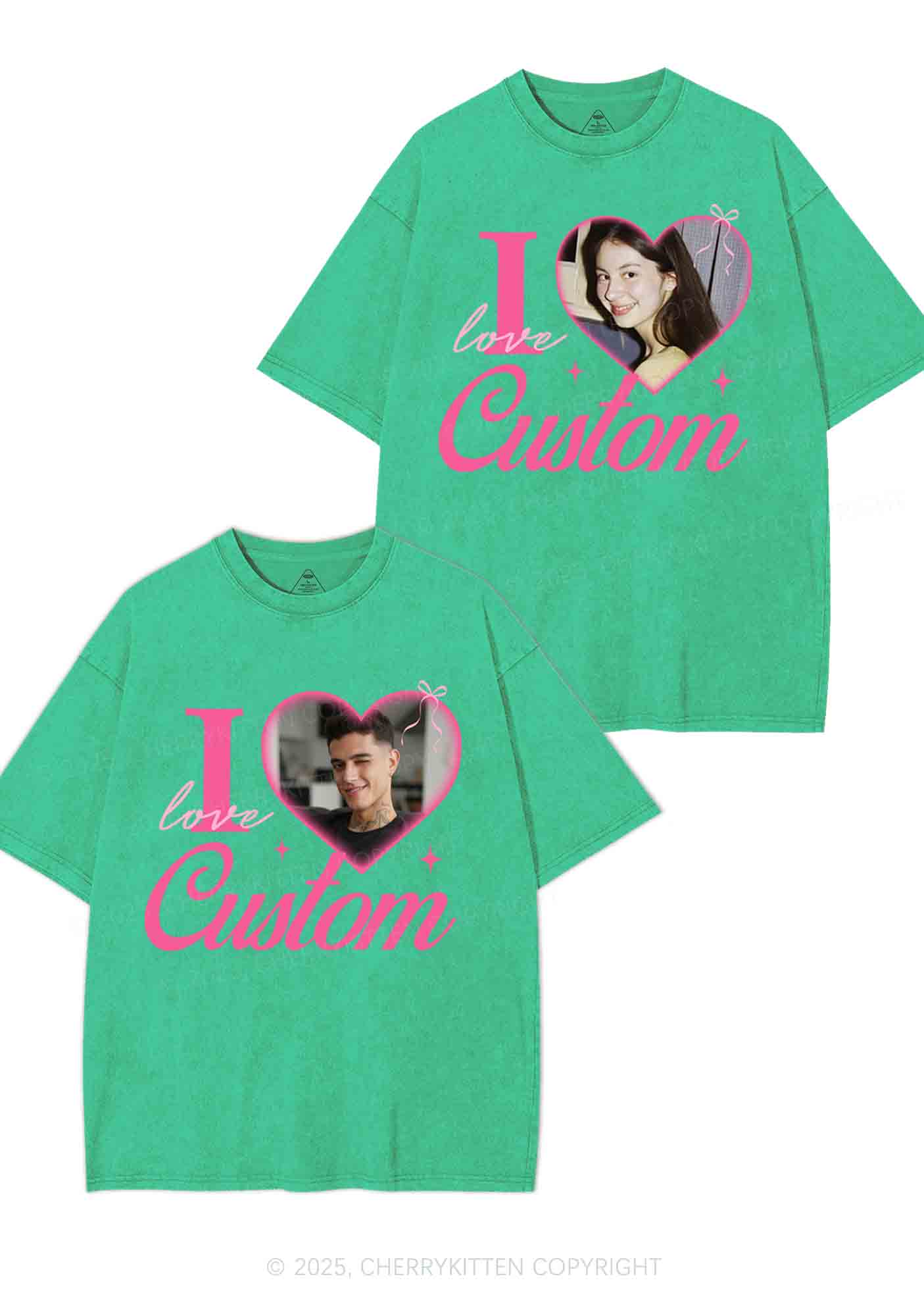 I Love Custom Y2K Valentine's Day Washed Tee Cherrykitten - Image 9