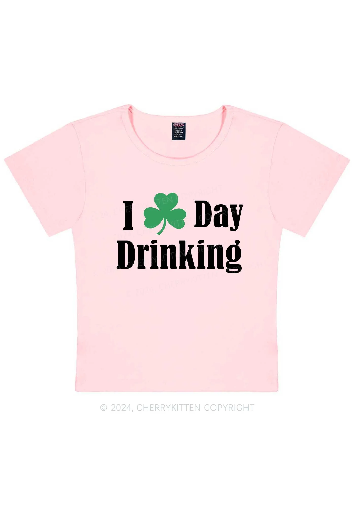I Love Day Drinking St Patricks Y2K Baby Tee Cherrykitten - Image 12