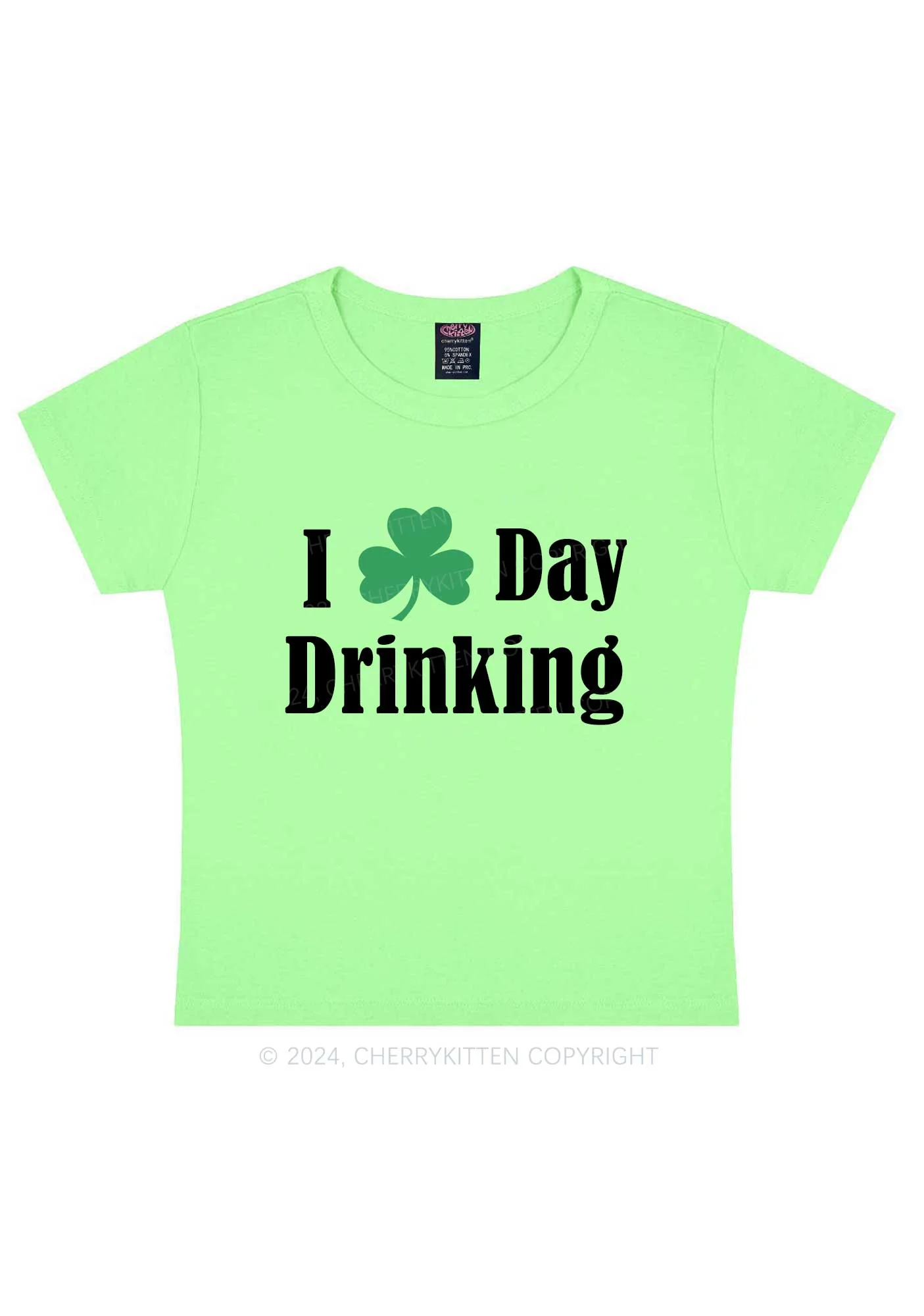 I Love Day Drinking St Patricks Y2K Baby Tee Cherrykitten - Image 13
