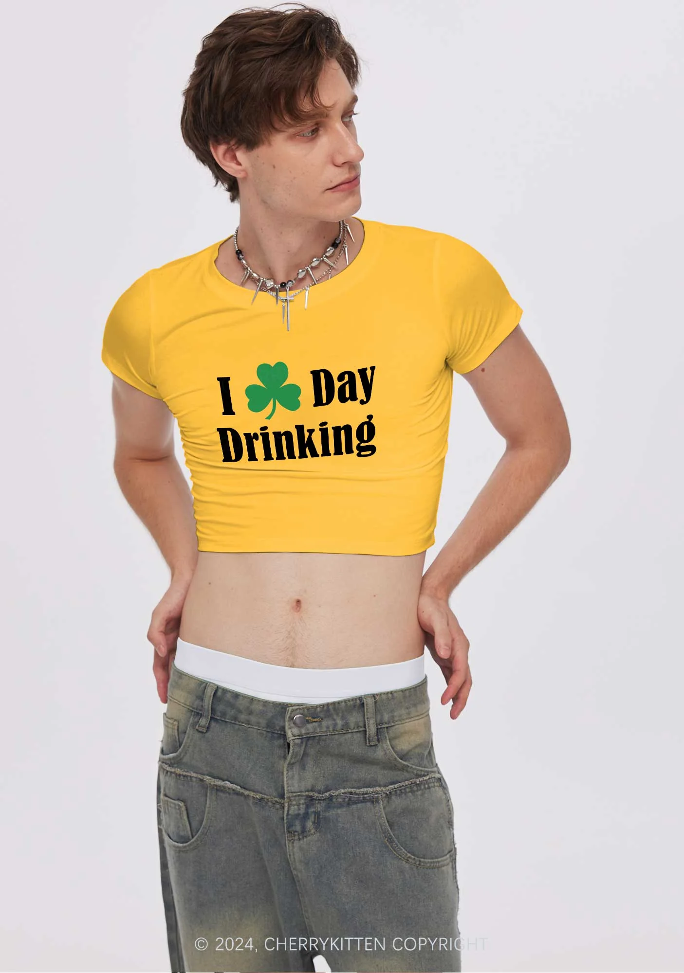 I Love Day Drinking St Patricks Y2K Baby Tee Cherrykitten - Image 2