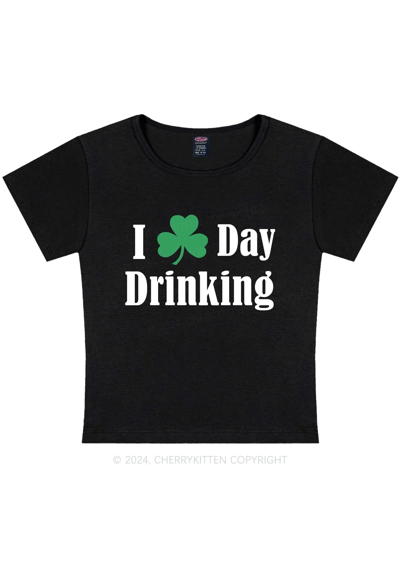 I Love Day Drinking St Patricks Y2K Baby Tee Cherrykitten - Image 4