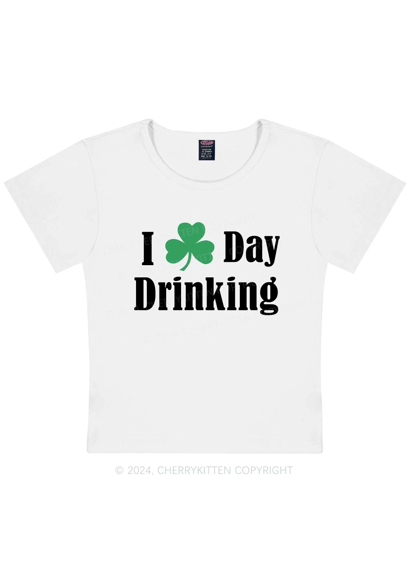 I Love Day Drinking St Patricks Y2K Baby Tee Cherrykitten - Image 5
