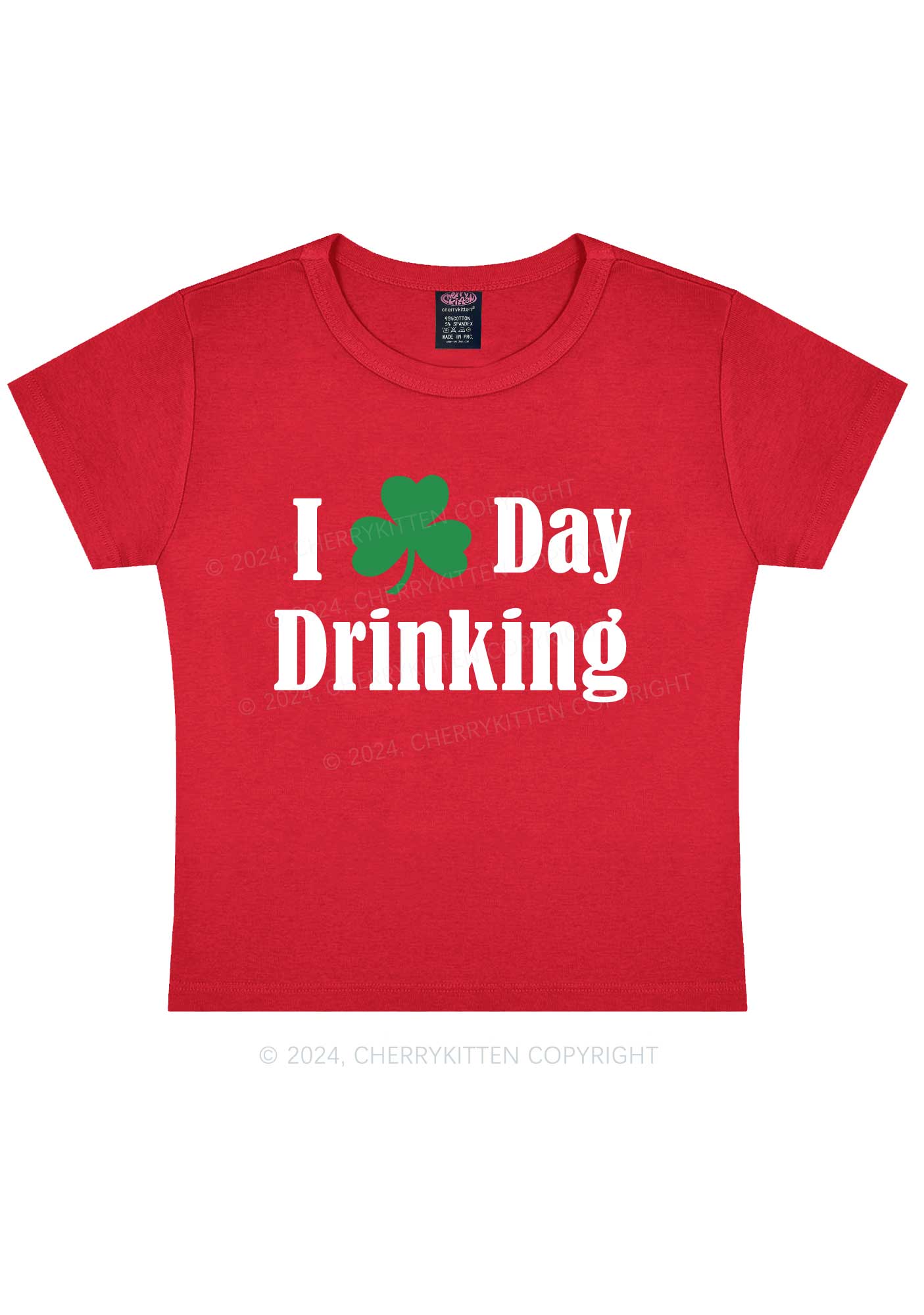 I Love Day Drinking St Patricks Y2K Baby Tee Cherrykitten - Image 7