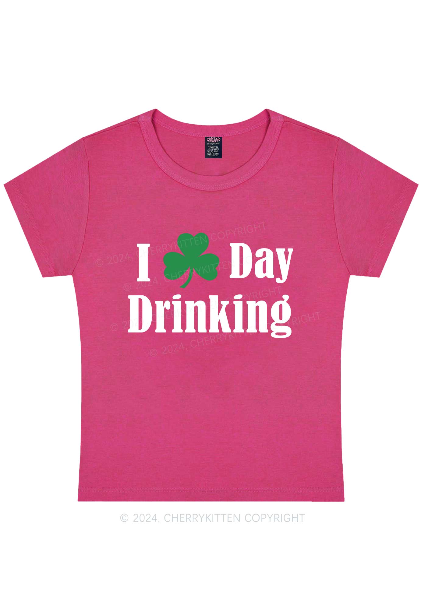 I Love Day Drinking St Patricks Y2K Baby Tee Cherrykitten - Image 9