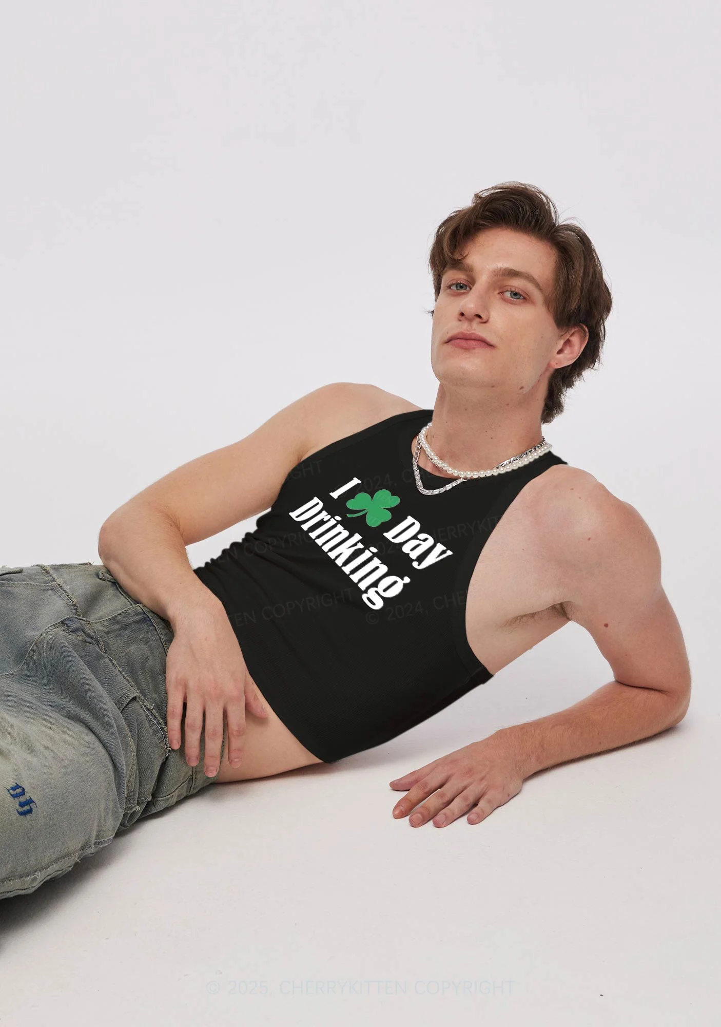 I Love Day Drinking St Patricks Y2K Crop Tank Top Cherrykitten - Image 3