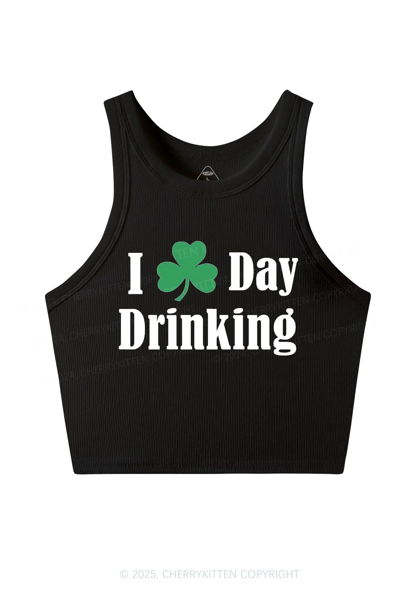 I Love Day Drinking St Patricks Y2K Crop Tank Top Cherrykitten - Image 4
