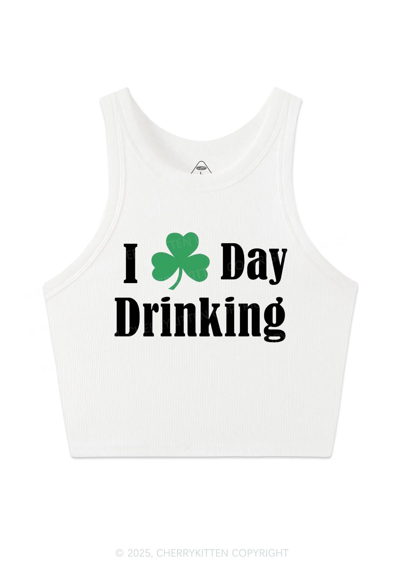 I Love Day Drinking St Patricks Y2K Crop Tank Top Cherrykitten - Image 5