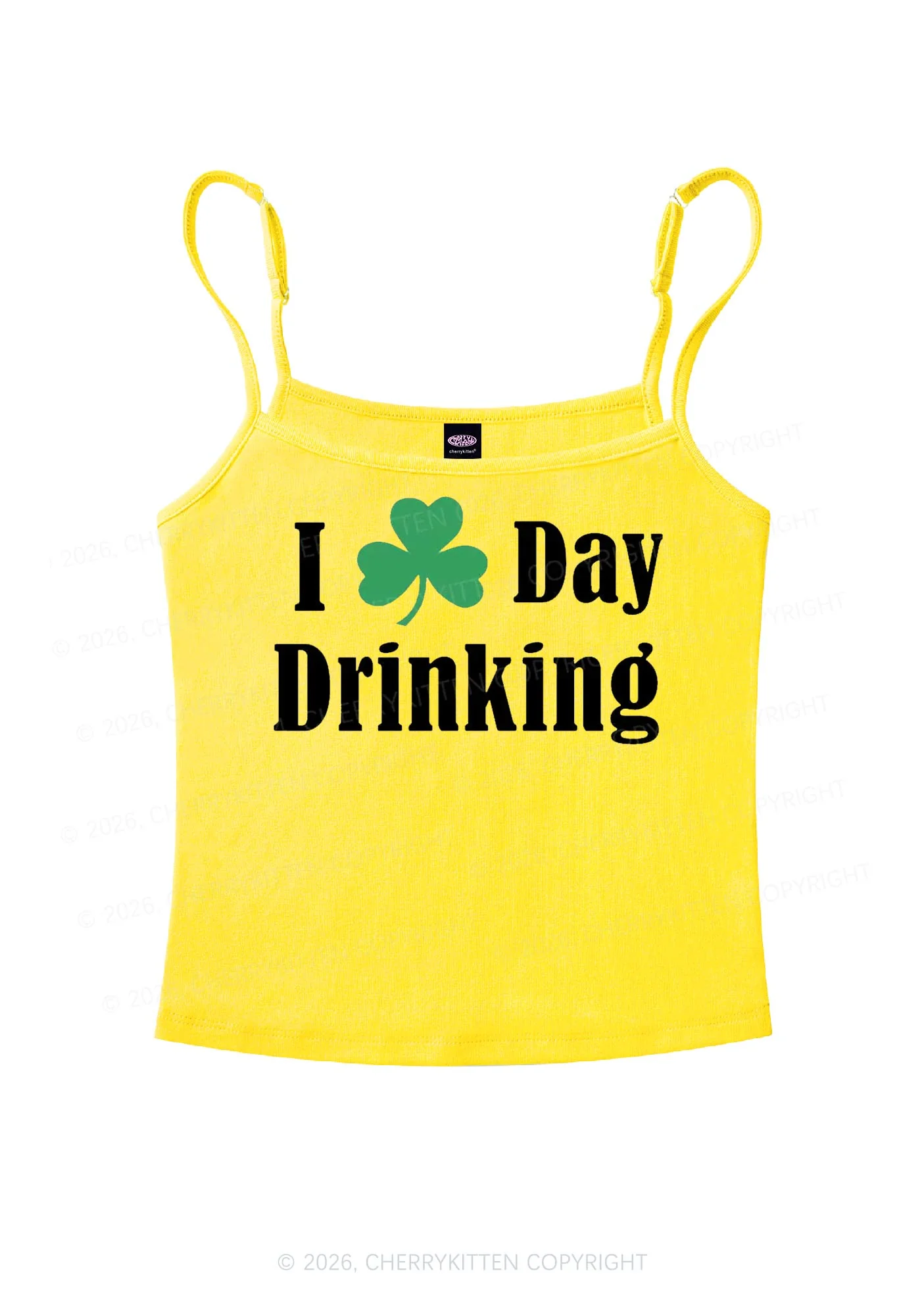 I Love Day Drinking St Patricks Y2K Spaghetti Strap Cami Cherrykitten - Image 4