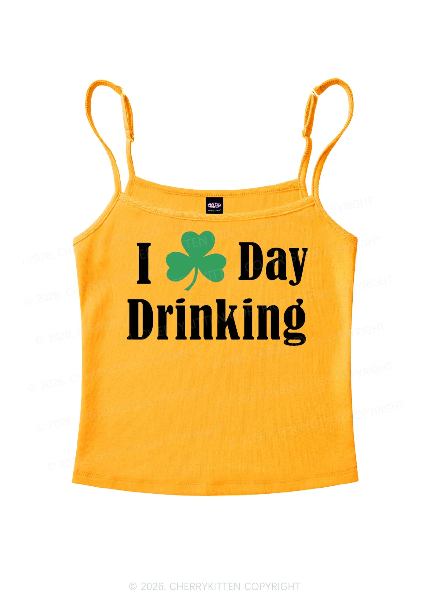 I Love Day Drinking St Patricks Y2K Spaghetti Strap Cami Cherrykitten - Image 6