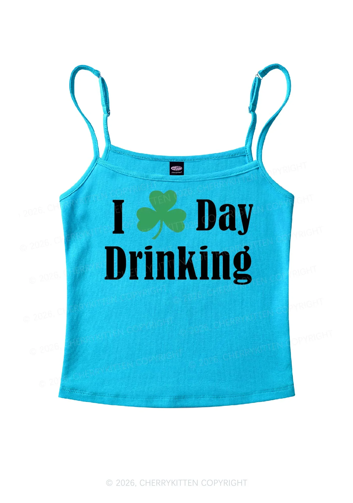 I Love Day Drinking St Patricks Y2K Spaghetti Strap Cami Cherrykitten - Image 7