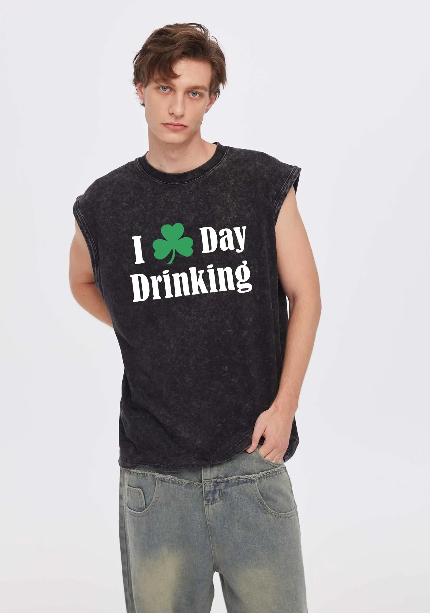I Love Day Drinking St Patricks Y2K Washed Tank Cherrykitten - Image 2