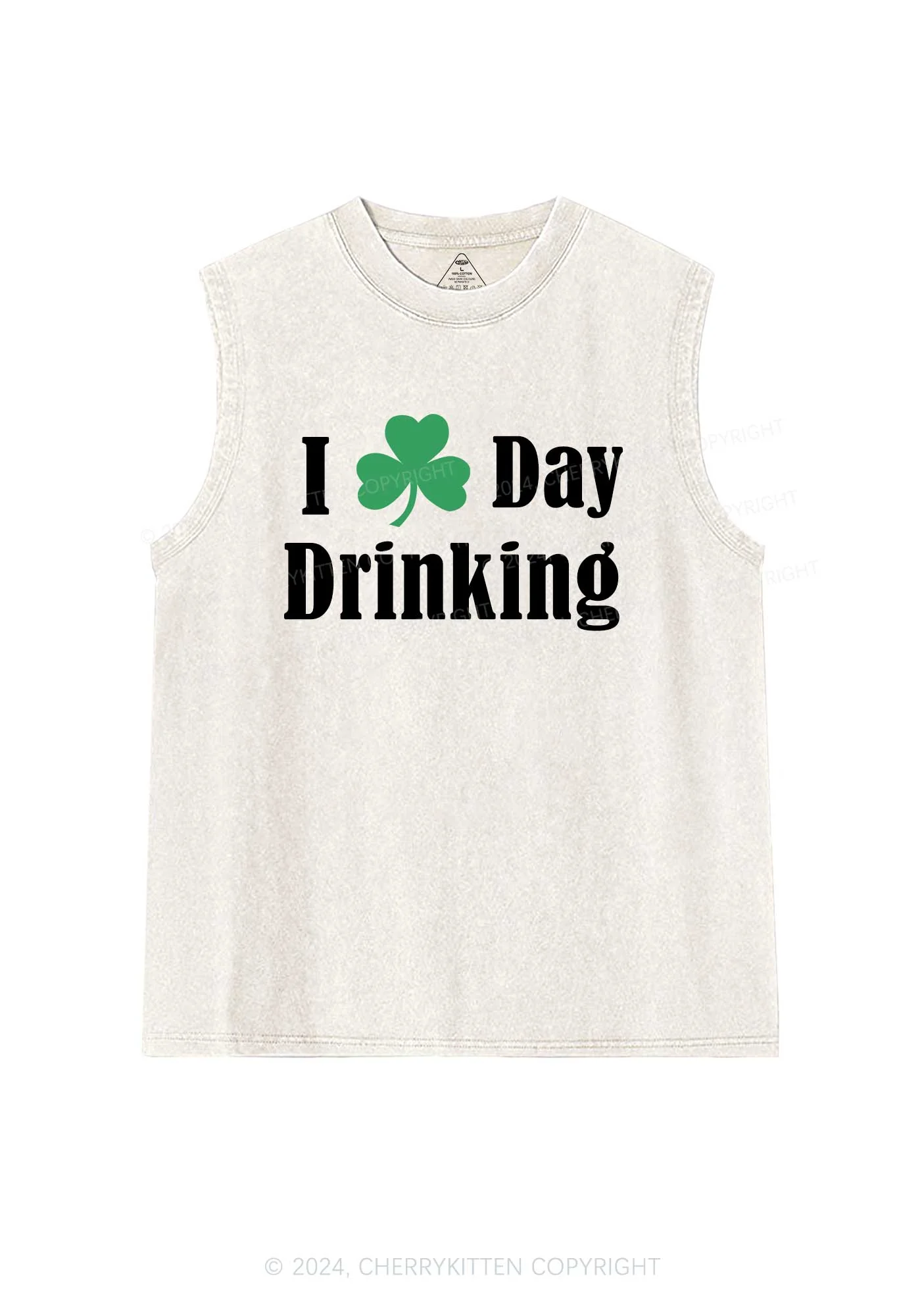 I Love Day Drinking St Patricks Y2K Washed Tank Cherrykitten - Image 4