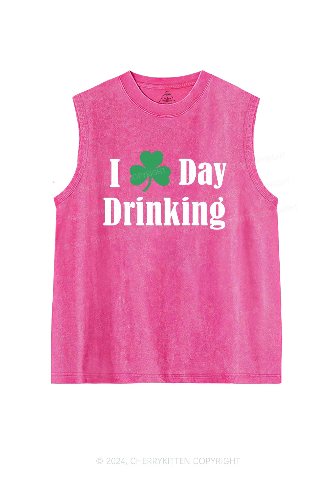 I Love Day Drinking St Patricks Y2K Washed Tank Cherrykitten - Image 5