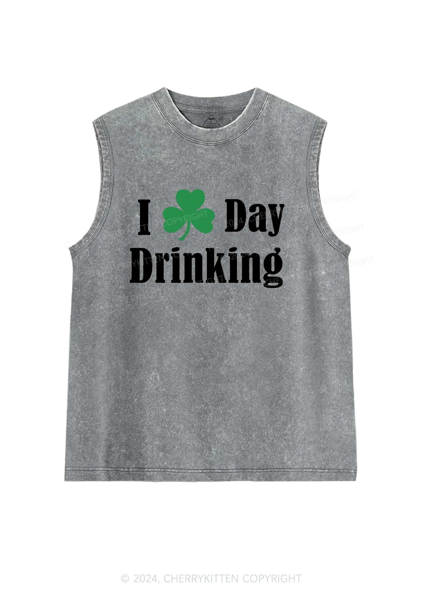 I Love Day Drinking St Patricks Y2K Washed Tank Cherrykitten - Image 6