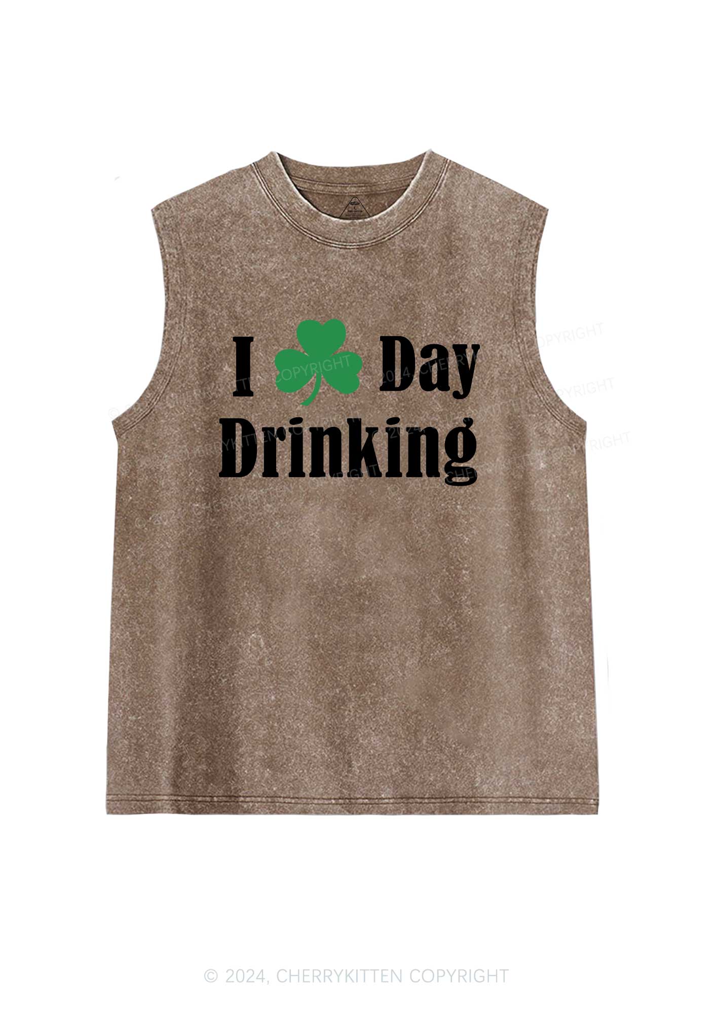 I Love Day Drinking St Patricks Y2K Washed Tank Cherrykitten - Image 7