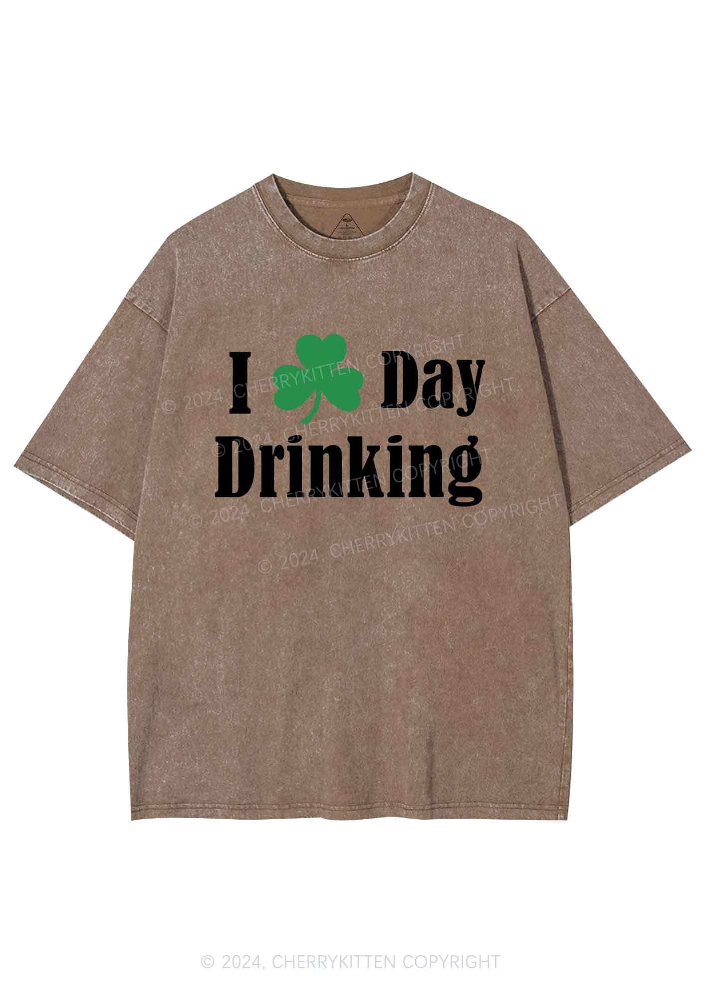 I Love Day Drinking St Patricks Y2K Washed Tee Cherrykitten - Image 10