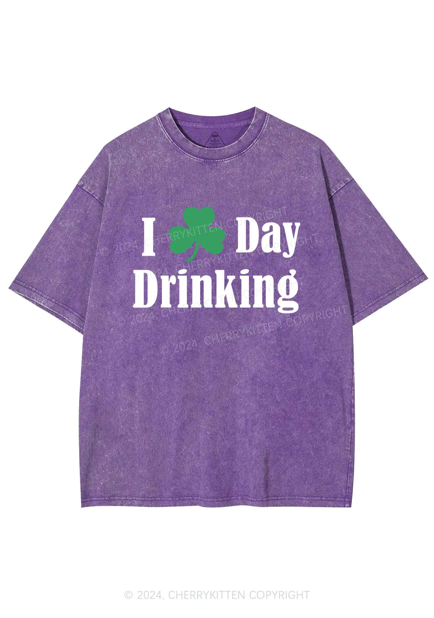 I Love Day Drinking St Patricks Y2K Washed Tee Cherrykitten - Image 8