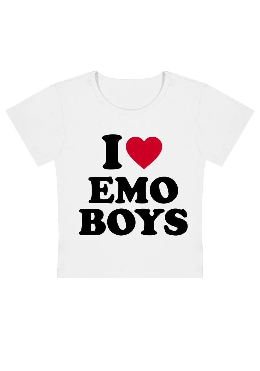 I Love Emo Boys Y2k Baby Tee - Image 3